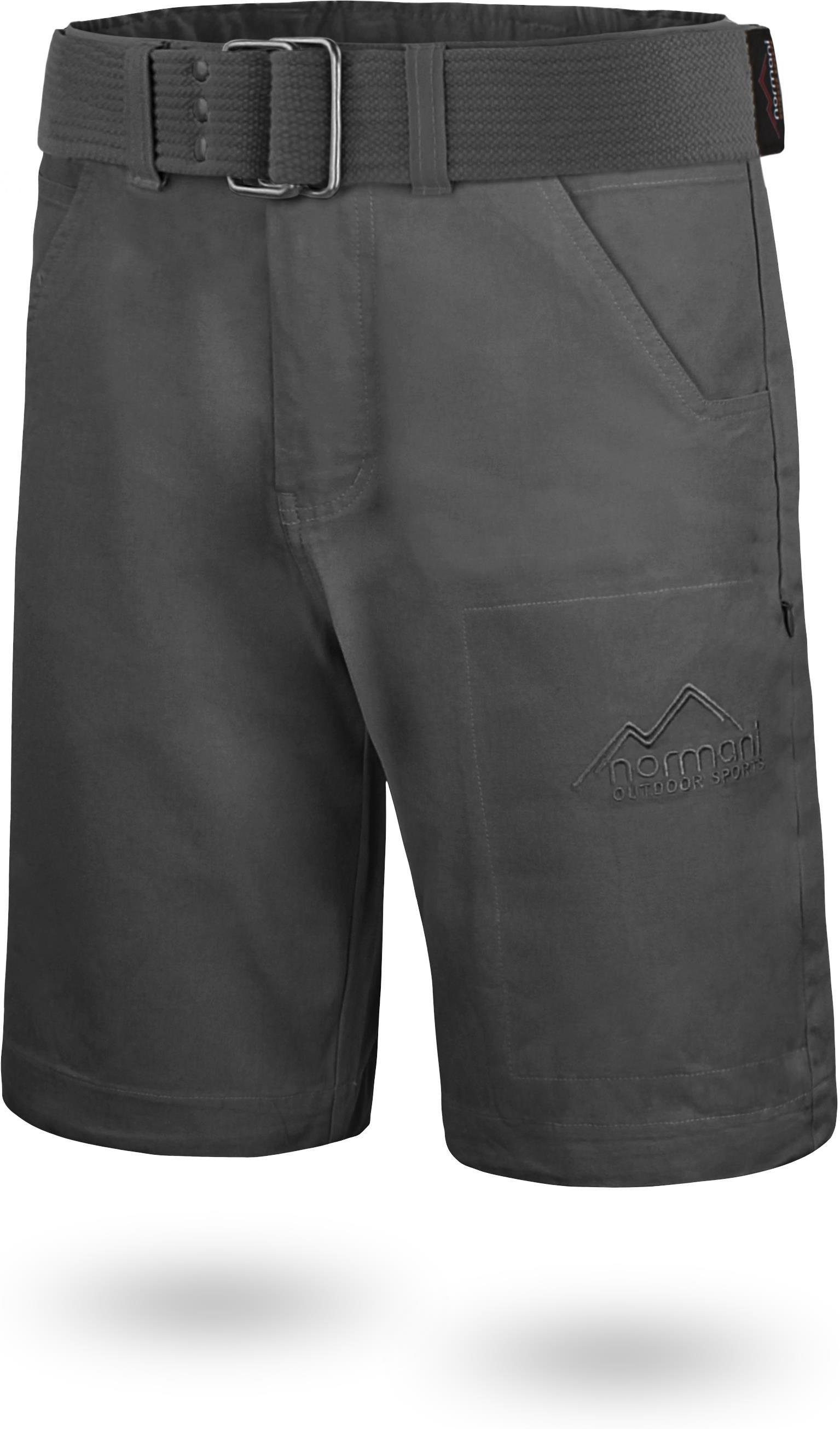 Shorts mit Anthrazit 100% Sommershort kurze mit normani „Taklamakan“ Bermudas Gürtel invisible Vintage aus „Gobi“ Shorts Chino Bio-Baumwolle Zippertasche