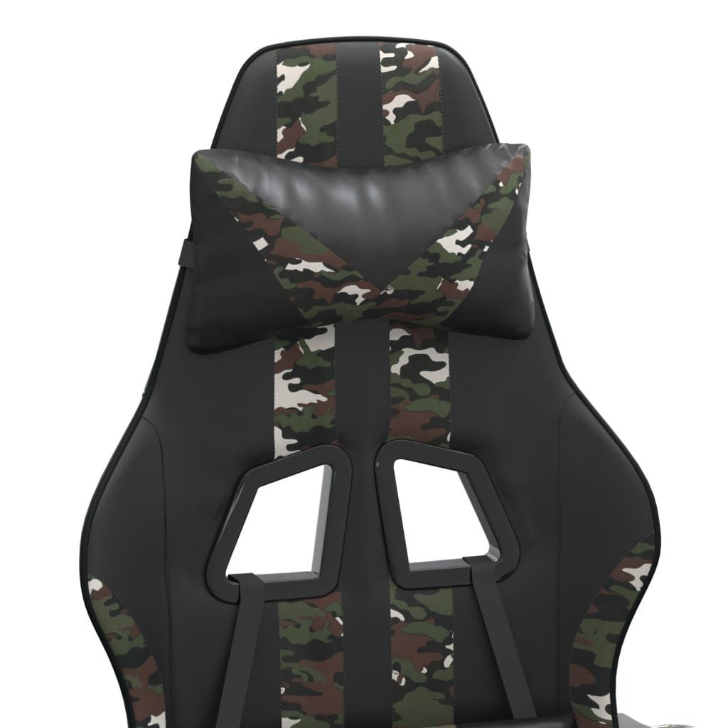 und Gaming-Stuhl Kunstleder furnicato Schwarz Tarnfarben mit Fußstütze St) (1