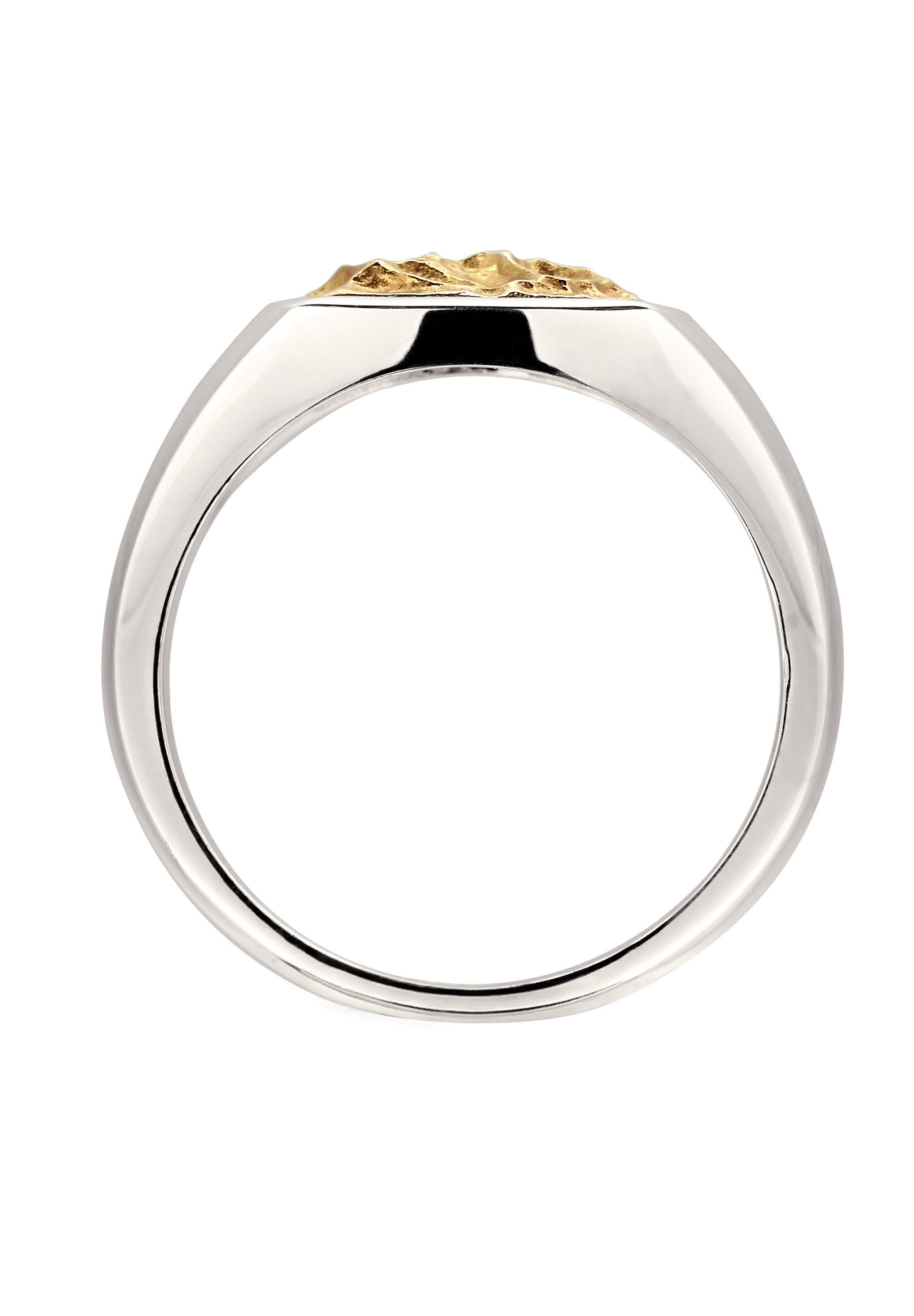 Kuzzoi Siegelring Siegelring Quadrat Bicolor 925 Sterling Silber vergoldet