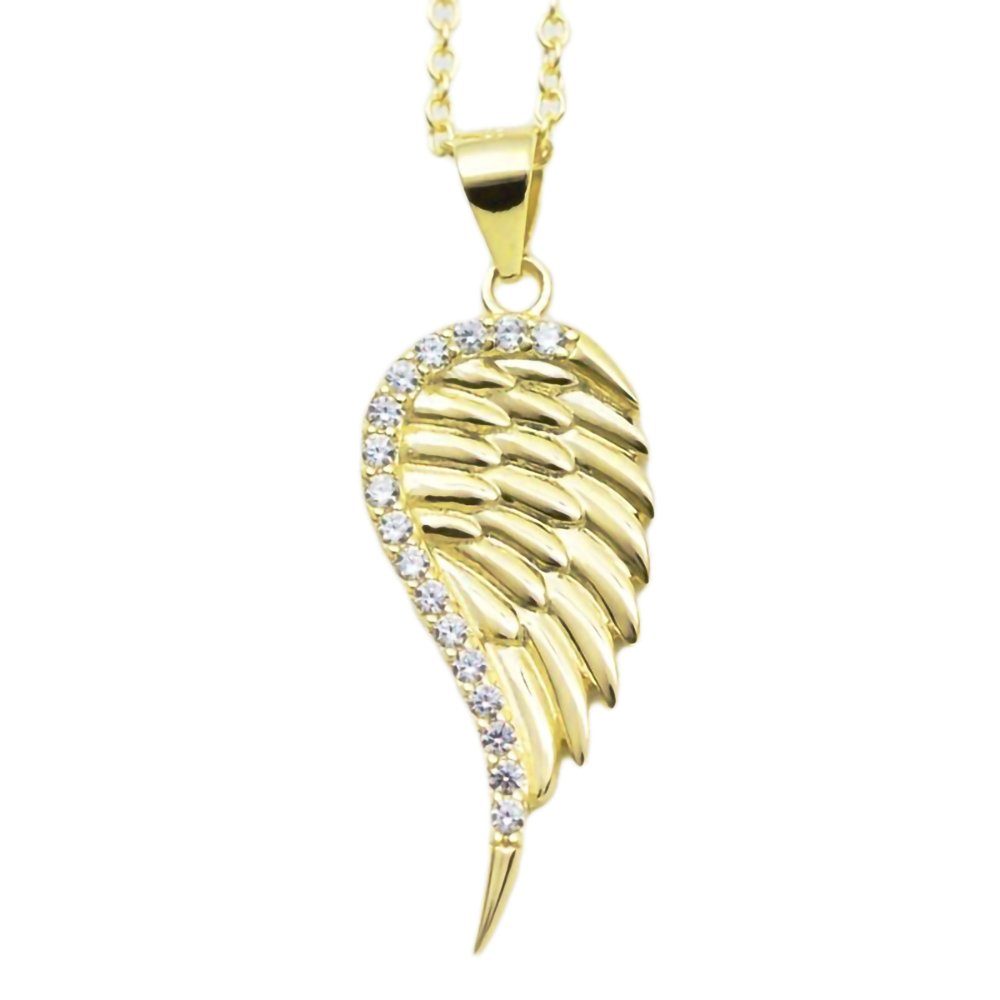 Schmuck-Elfe Kette mit Anhänger Engelsflügel golden dreams, 925 Silber vergoldet