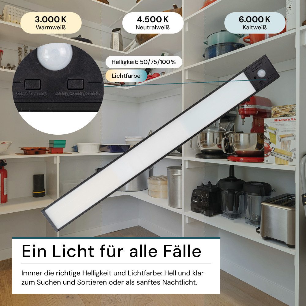 LUXULA LED Unterbauleuchte LUXULA LED Unterbauleuchte 60 cm 4 W CCT einstellbar Schwarz, LED fest integriert, Farbwechsler – Bild 4 von 5