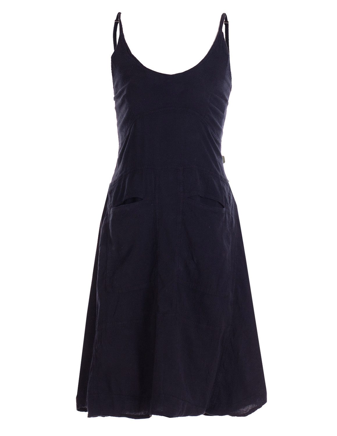 Vishes Sommerkleid Damen Trägerkleid Baumwolle mit Taschen A-Linie Alternative Mode, Boho, Hippie, Ethno, Festival