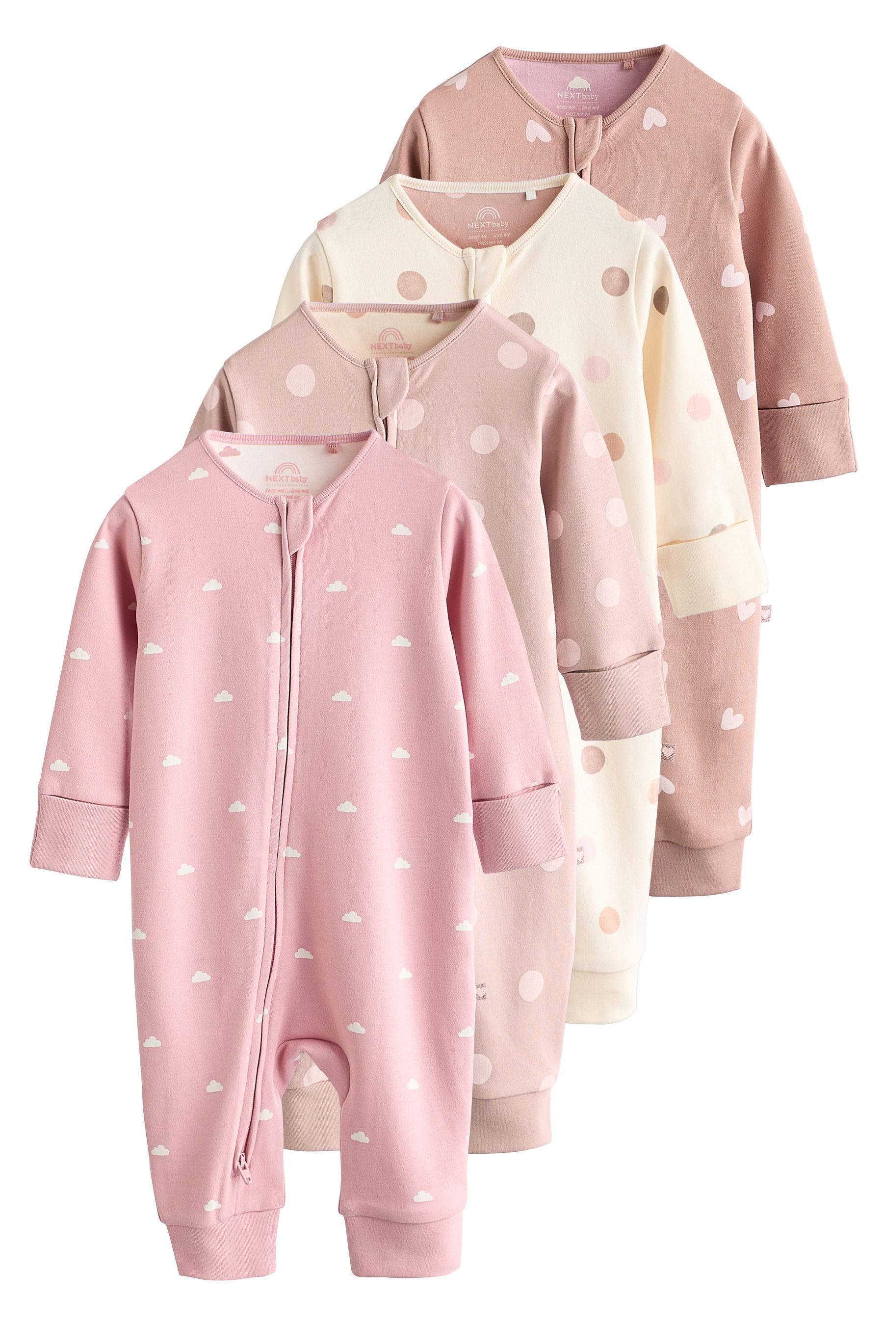 Schlafoverall Baby-Schlafanzüge mit Zwei-Wege-RV, 4er-Pack