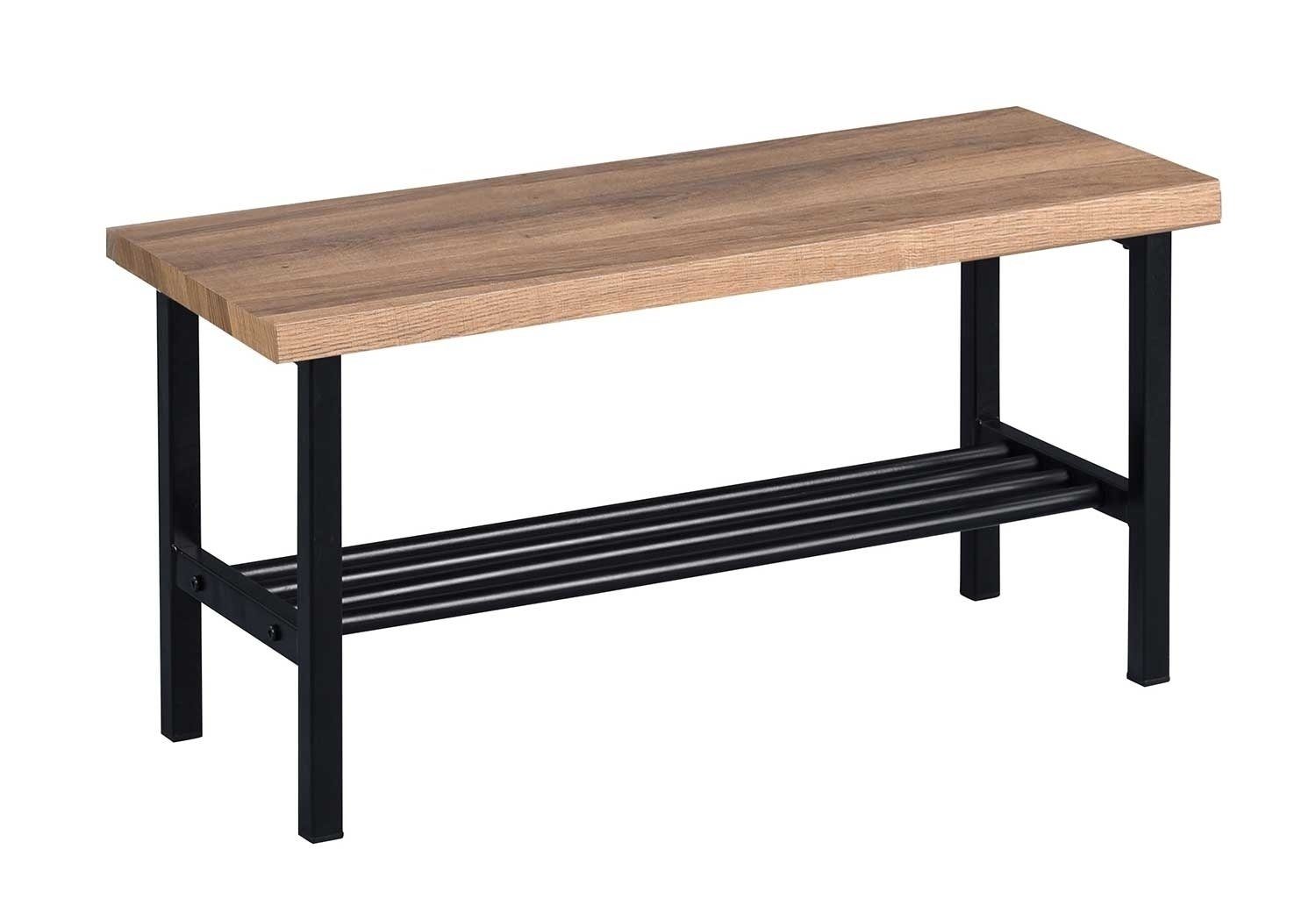 M2 Kollektion Schuhbank Garderobenbank LENZ, B 80 x H 30 cm, Schwarz, Eiche günstig online kaufen