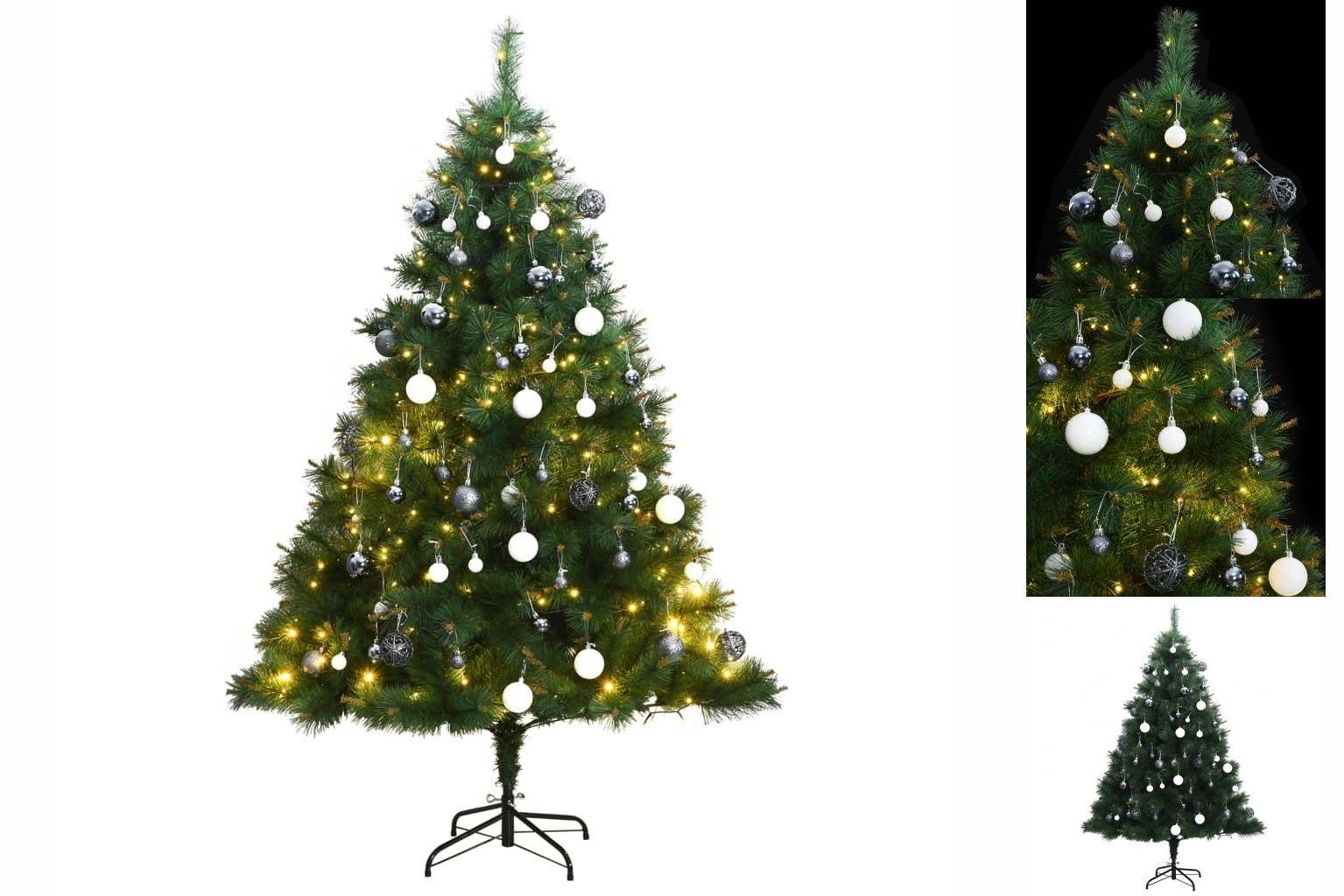 vidaXL Künstlicher Weihnachtsbaum Künstlicher Weihnachtsbaum Klappbar 150 LEDs Kugeln 150 cm