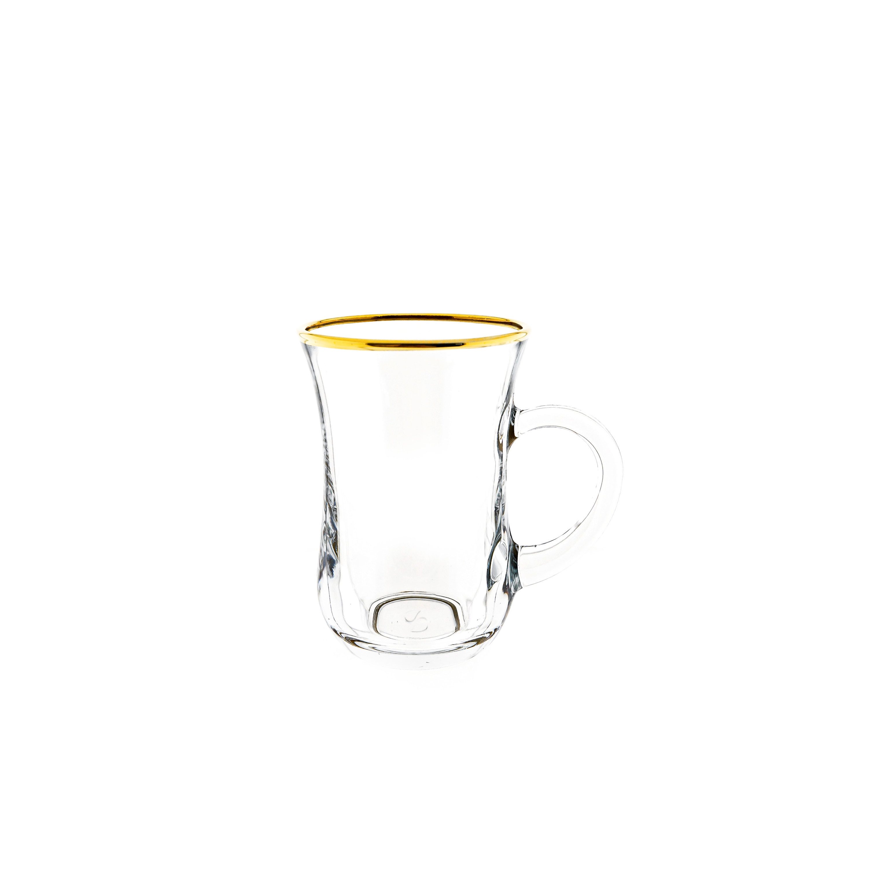 Pasabahce Teeglas 6-teiliges Teegläser-Set mit Henkel, Goldumrandung, 145 ml, 6-tlg. – Bild 2 von 5