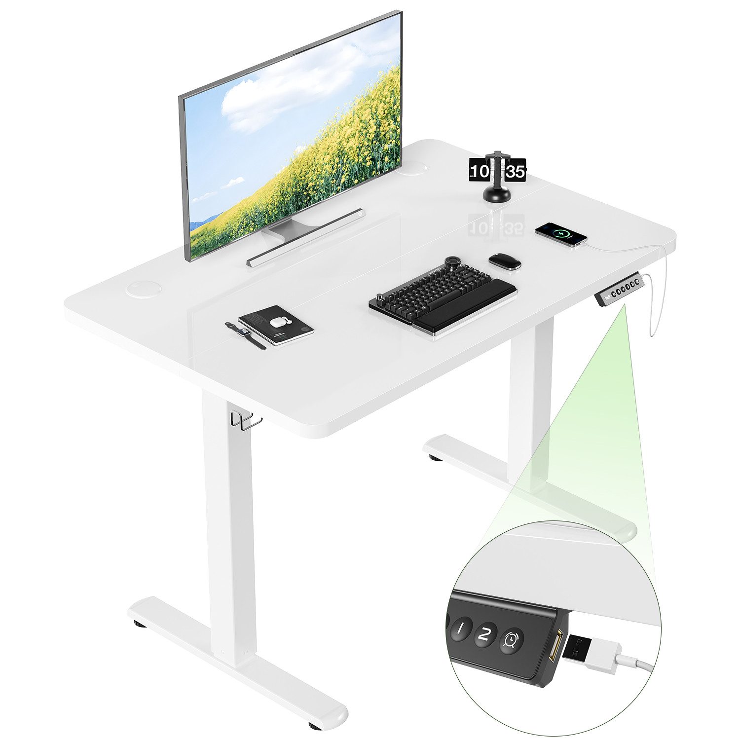 Furnicopia Schreibtisch Höhenverstellbarer mit USB-Ladefunktion und günstig online kaufen