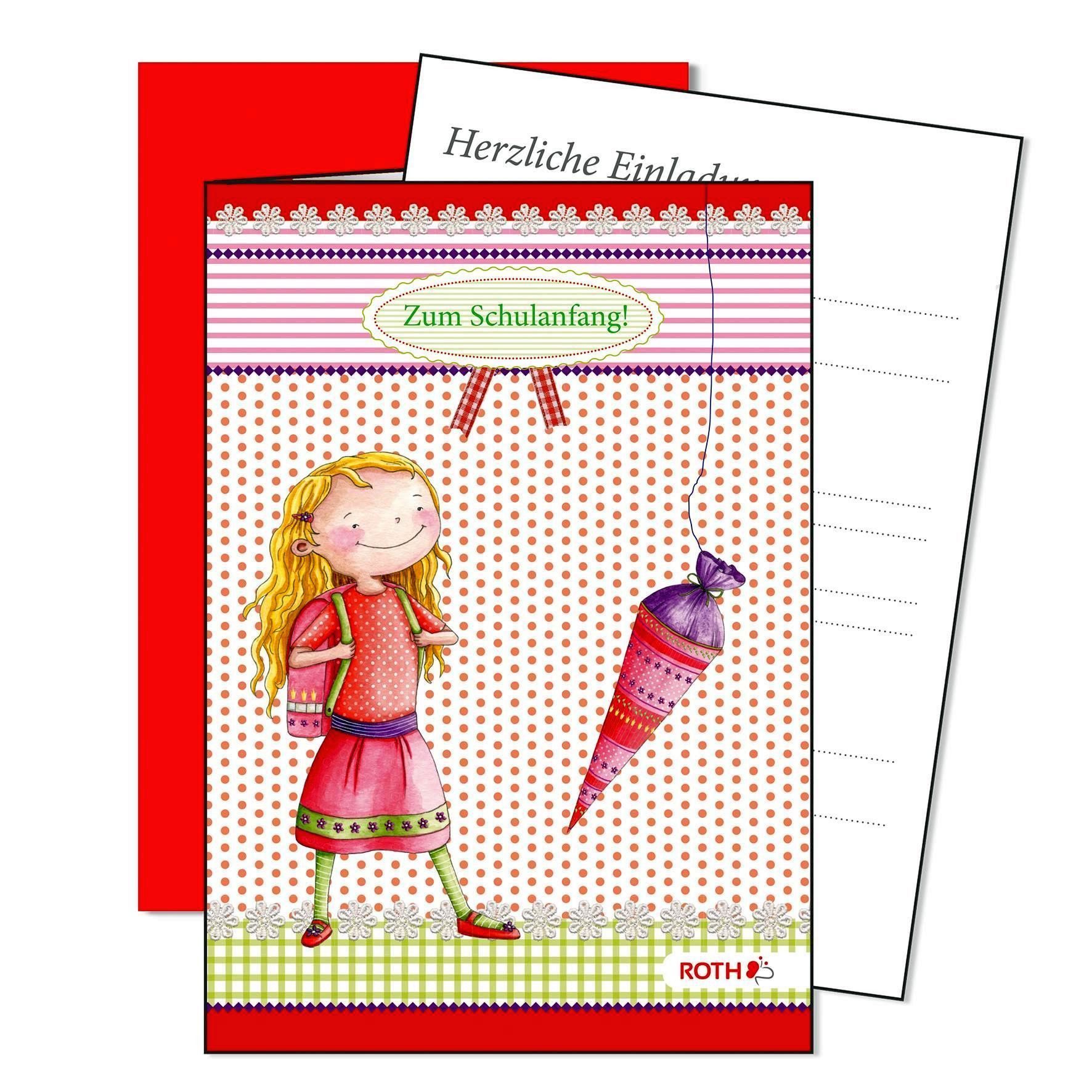 Roth Grußkarten Roth Schulanfangs-Serie Leni & Paul, Einladungskarte rot, 11,3x16,2 cm