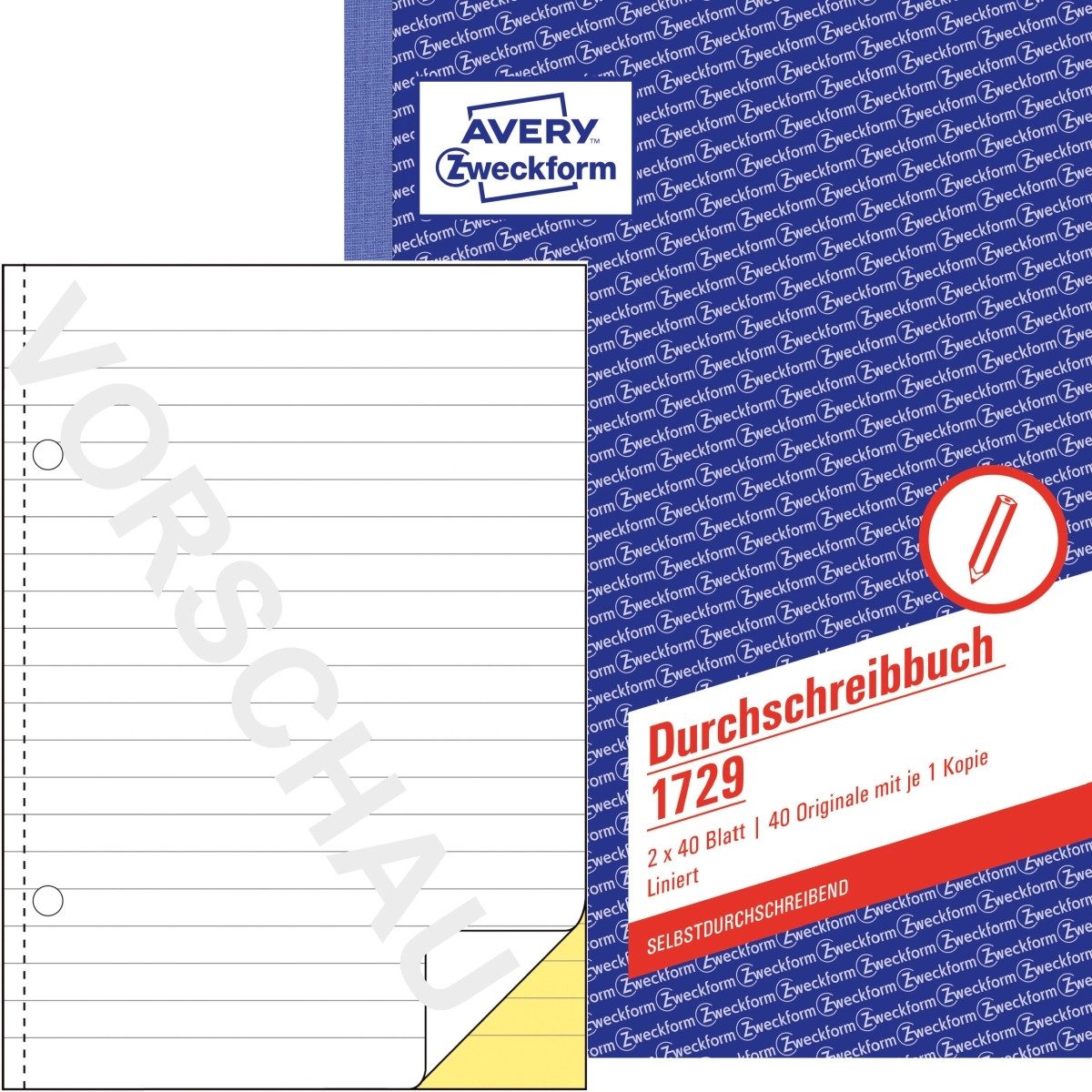 Avery Zweckform Formularblock Durchschreibbuch A5 vorgelocht 2x40 Blatt