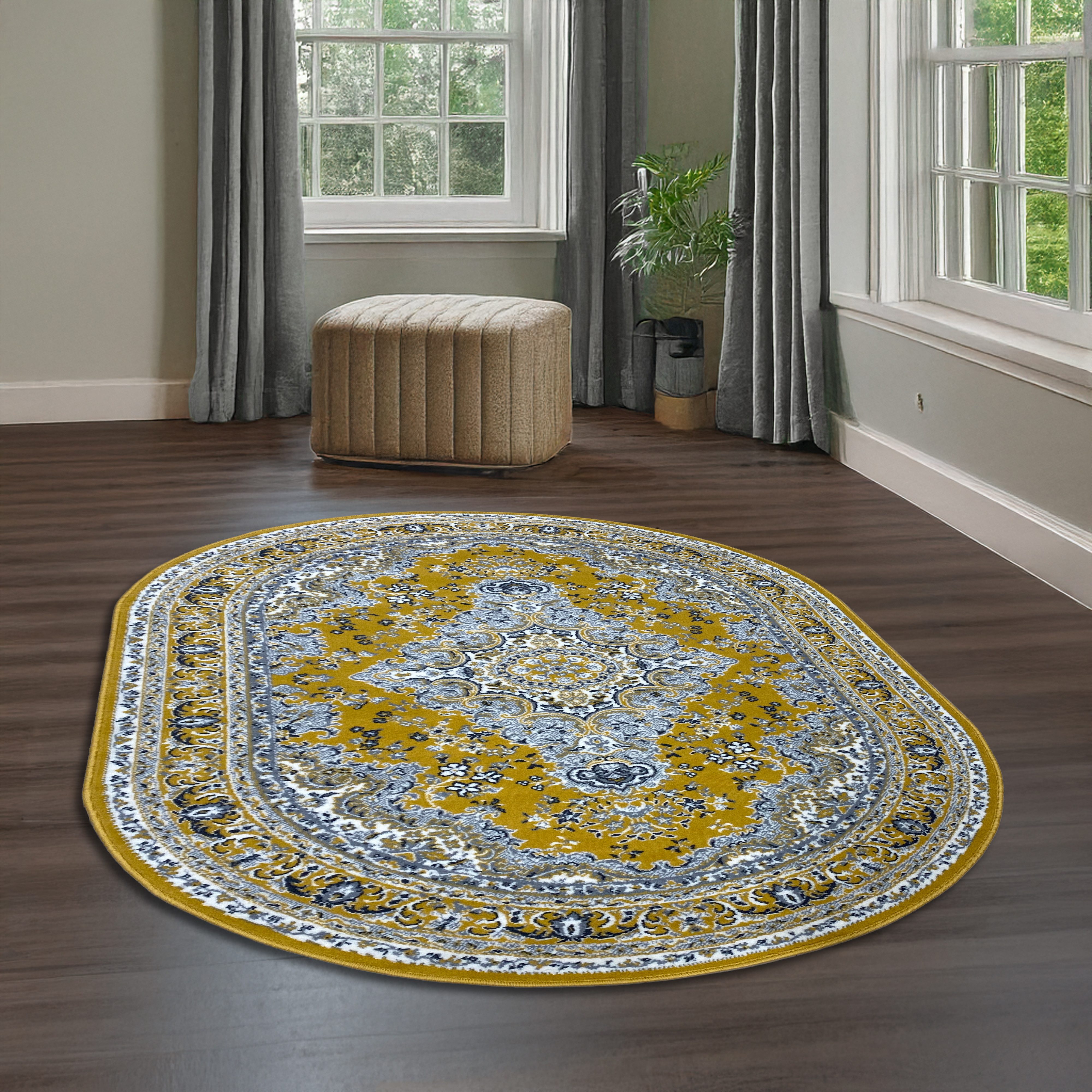 OTTO home Teppich Oriental, Made in Belgium, oval, Höhe: 7 mm, Orient-Optik, mit Bordüre, Teppich, Kurzflor, Weich, Kundenliebling