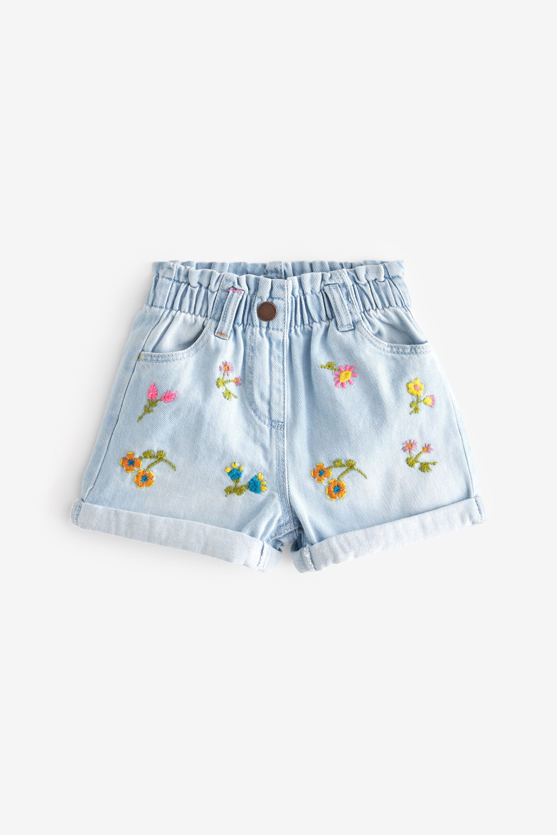 Next (1-tlg) Blumenstickerei Jeans Shorts mit