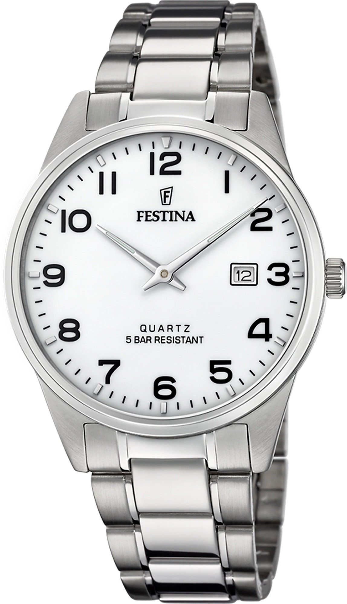 Festina Quarzuhr Festina Herrenuhr F20511/1 Edelstahlband, (Analoguhr), Herren Armbanduhr rund, Edelstahlarmband silber, Elegant