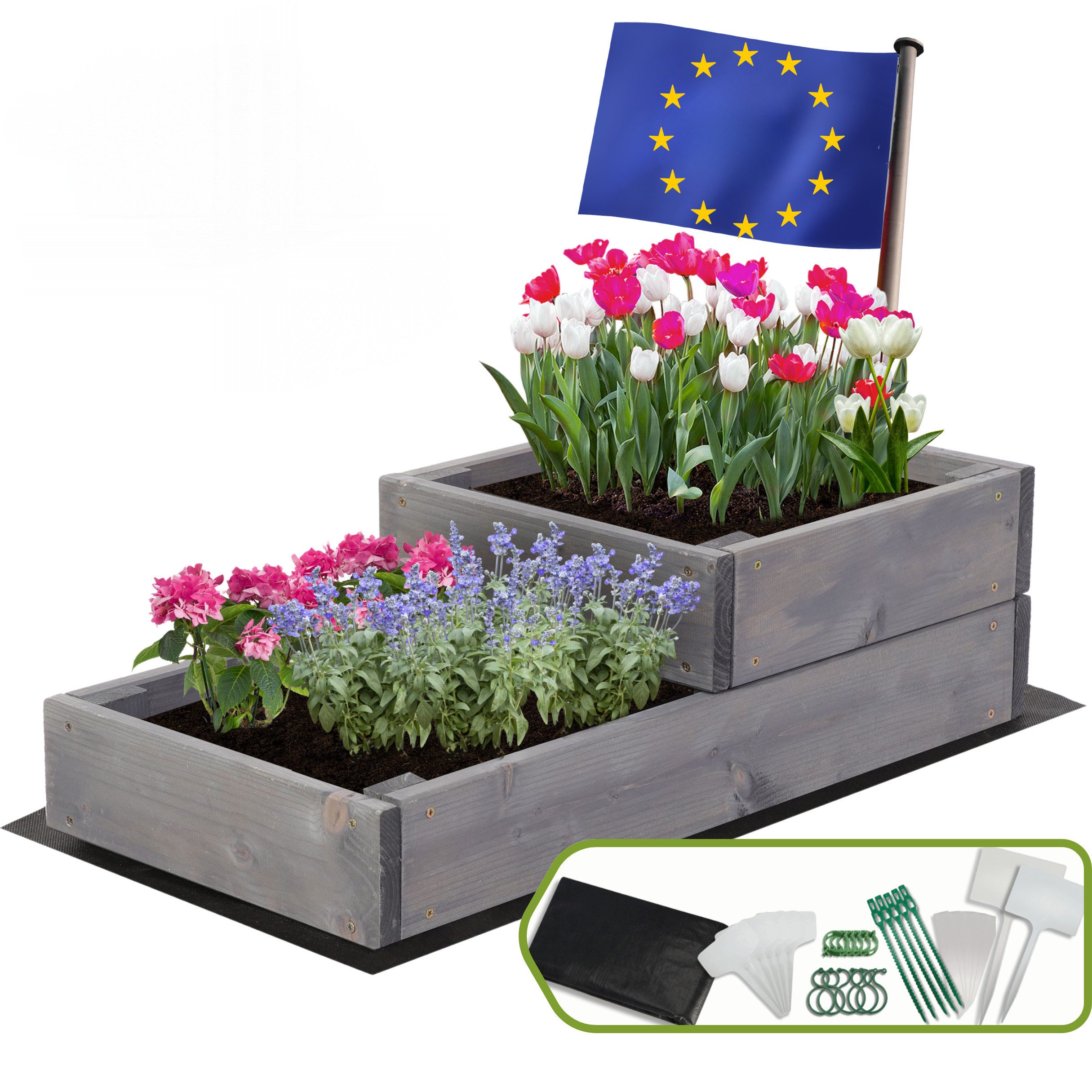 Modo24 Hochbeet ZP07 Kräuterbeet, Gartenbeet, Pflanzkasten, Blumenbeet, Gemüsegarten, für Garten und Terrasse, Kiefernholz Massivholz, Höhe 36 cm, 3 Farben