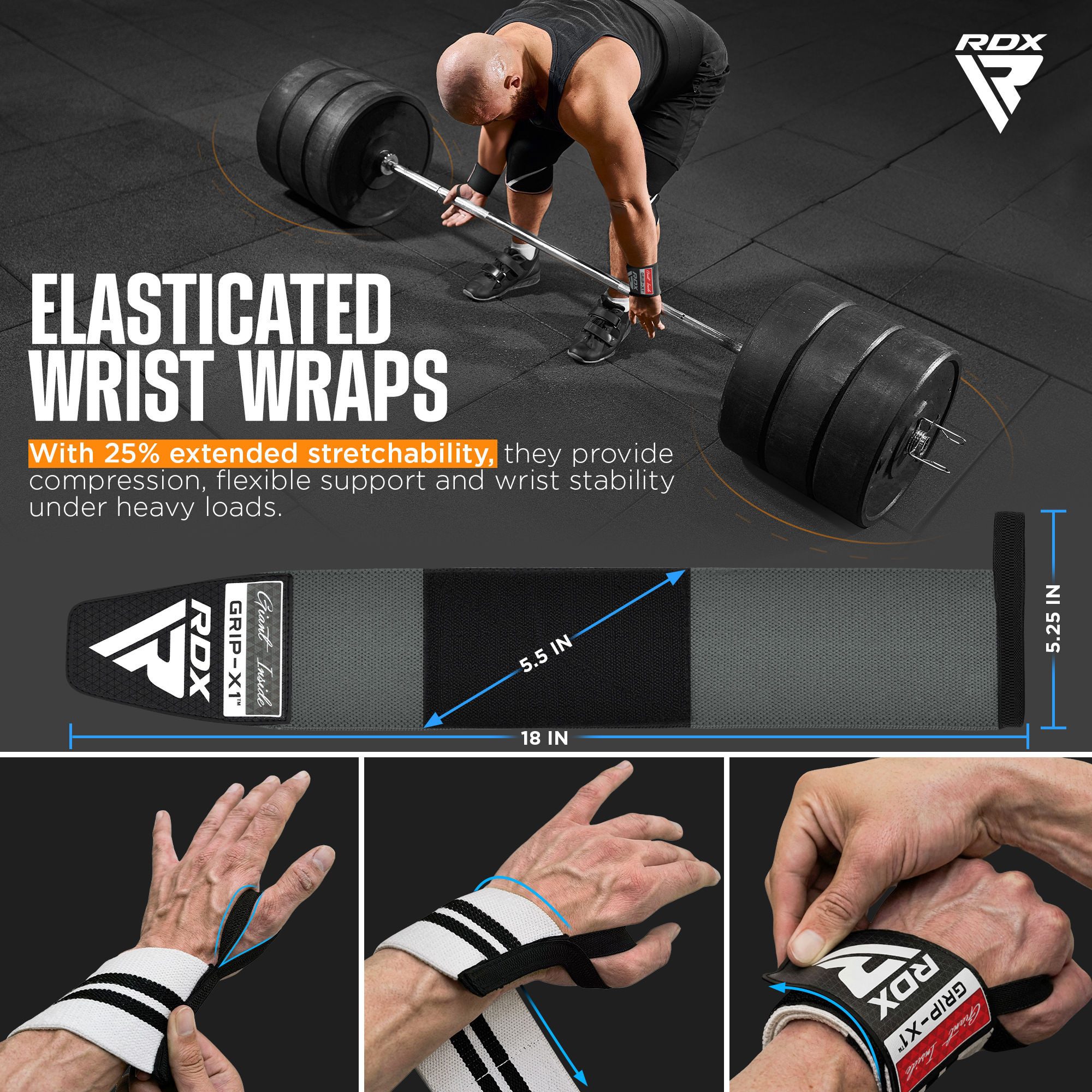 RDX Handgelenkstütze RDX Wrist Bandages, Gym Bandage Wrist Straps, Weightlifting Men Women