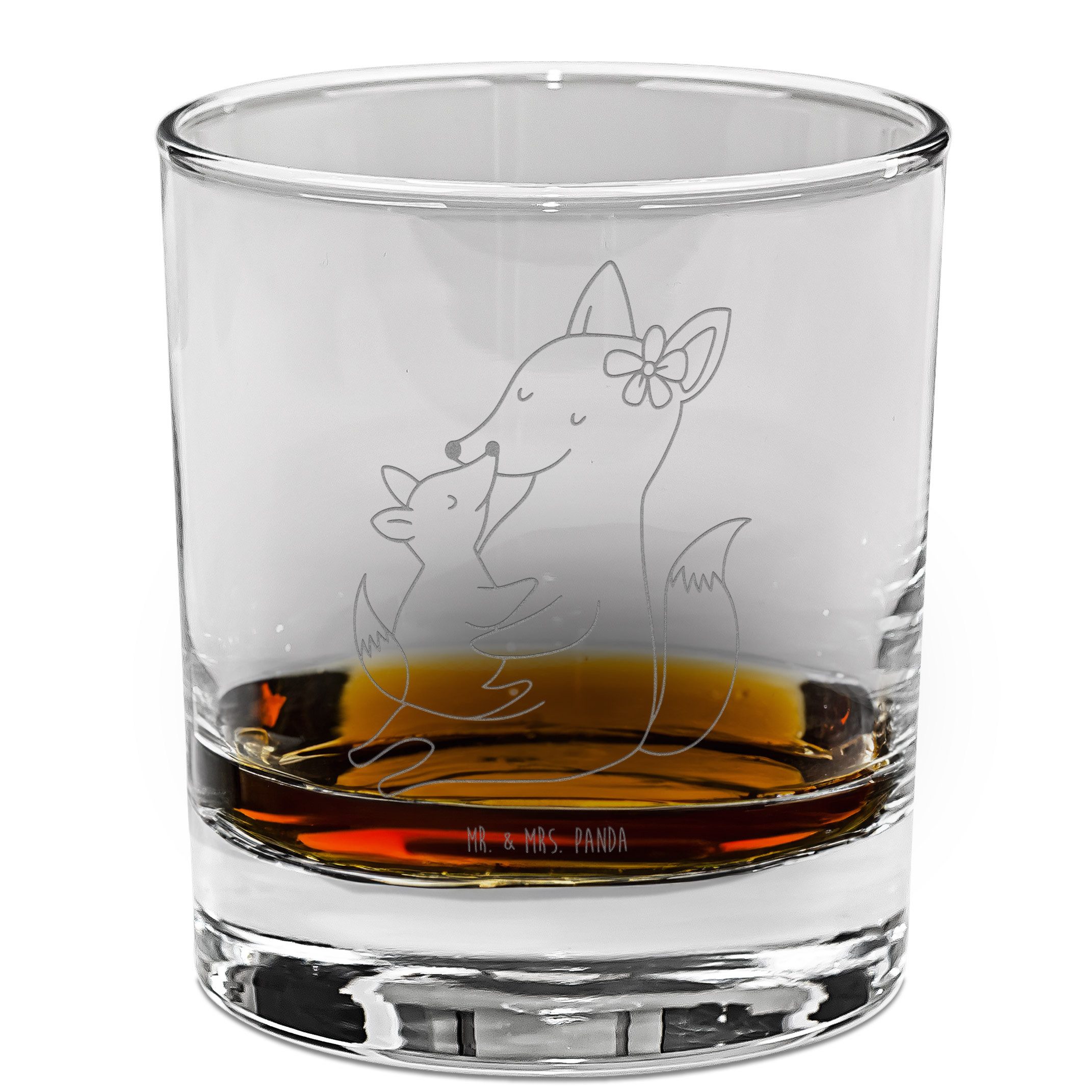 Mr. & Mrs. Panda Whiskyglas Fuchs Mama, Tumbler, Transparent, Mama, Whisky Tumbler, Geschenk, Sch, Premium Glas, Fuchs Schoß Whisky Tumbler