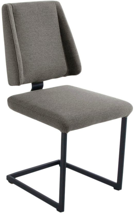 K+W Komfort & Wohnen Freischwinger Longbeach (1 St), mit Gestell und Abstandshalter in Metall schwarz Struktur, Sitzkomfort schlamm