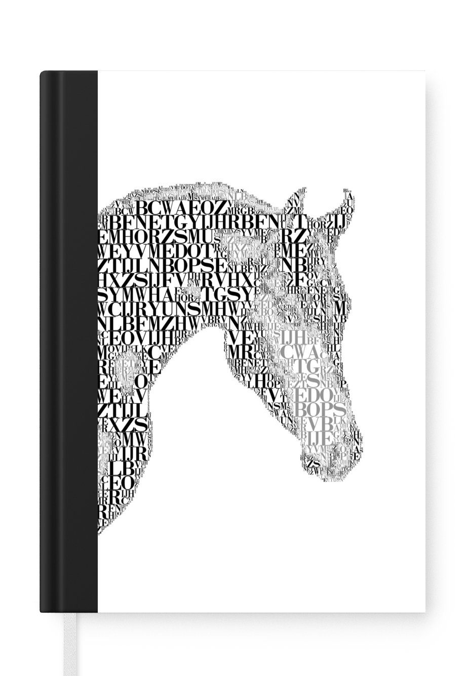MuchoWow Notizbuch Pferd - Buchstaben - Weiß - Mädchen - Kinder - Mädchen, Journal, Merkzettel, Tagebuch, Notizheft, A5, 98 Seiten, Haushaltsbuch