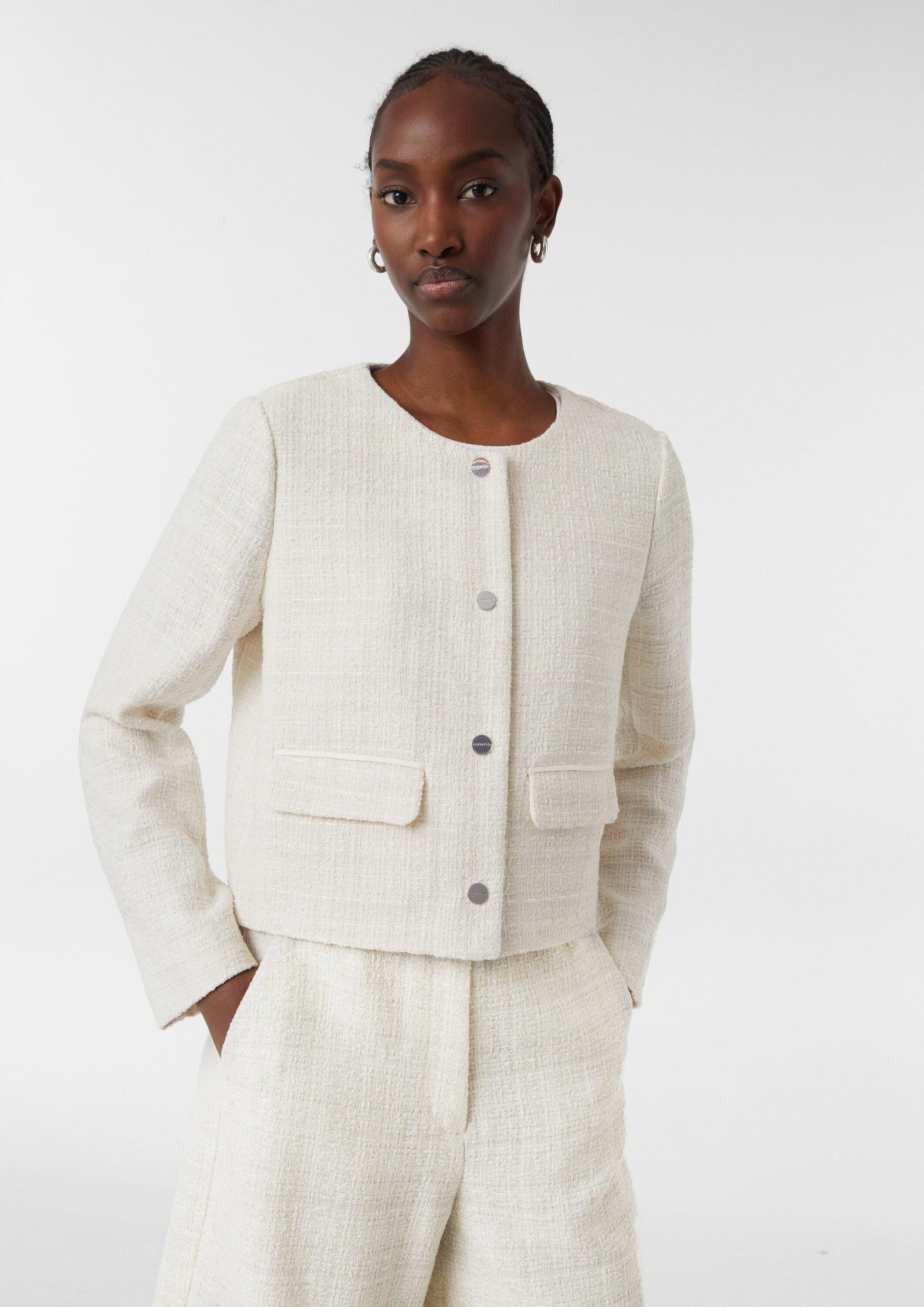 comma Jackenblazer Indoor-Jacke Hochwertige Bouclé-Jacke mit dezentem Glitz günstig online kaufen