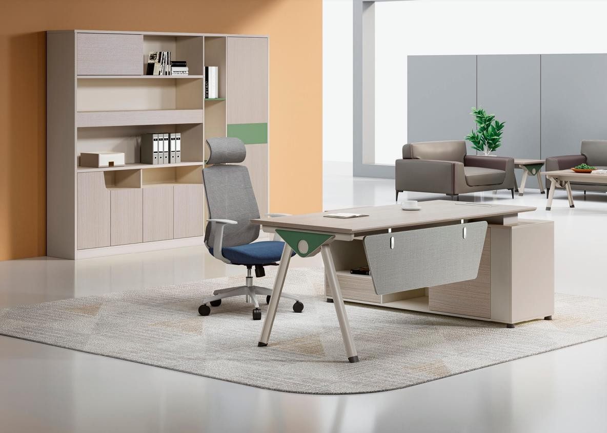 JVmoebel Eckschreibtisch Beiger Designer Ecktisch aus Holz für stilvolles Arbeiten (1-St., Arbeitstisch), Made in Europa