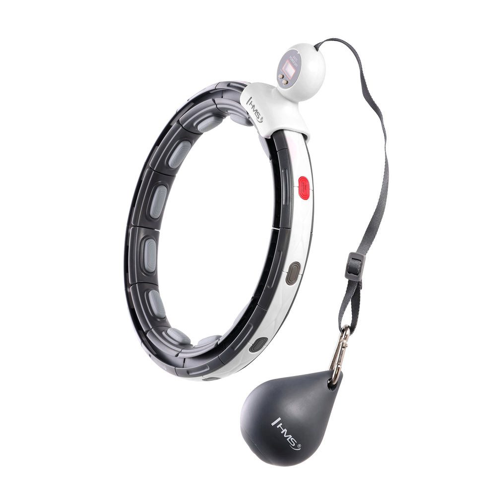 HMS Hula-Hoop-Reifen Fitnessreifen Massagereifen Bauchtrainer (Spar-Set, 1-tlg., 34-44 cm verstellbar), Magnetmassage, LCD-Zähler, verstellbar, Schwerkraftball