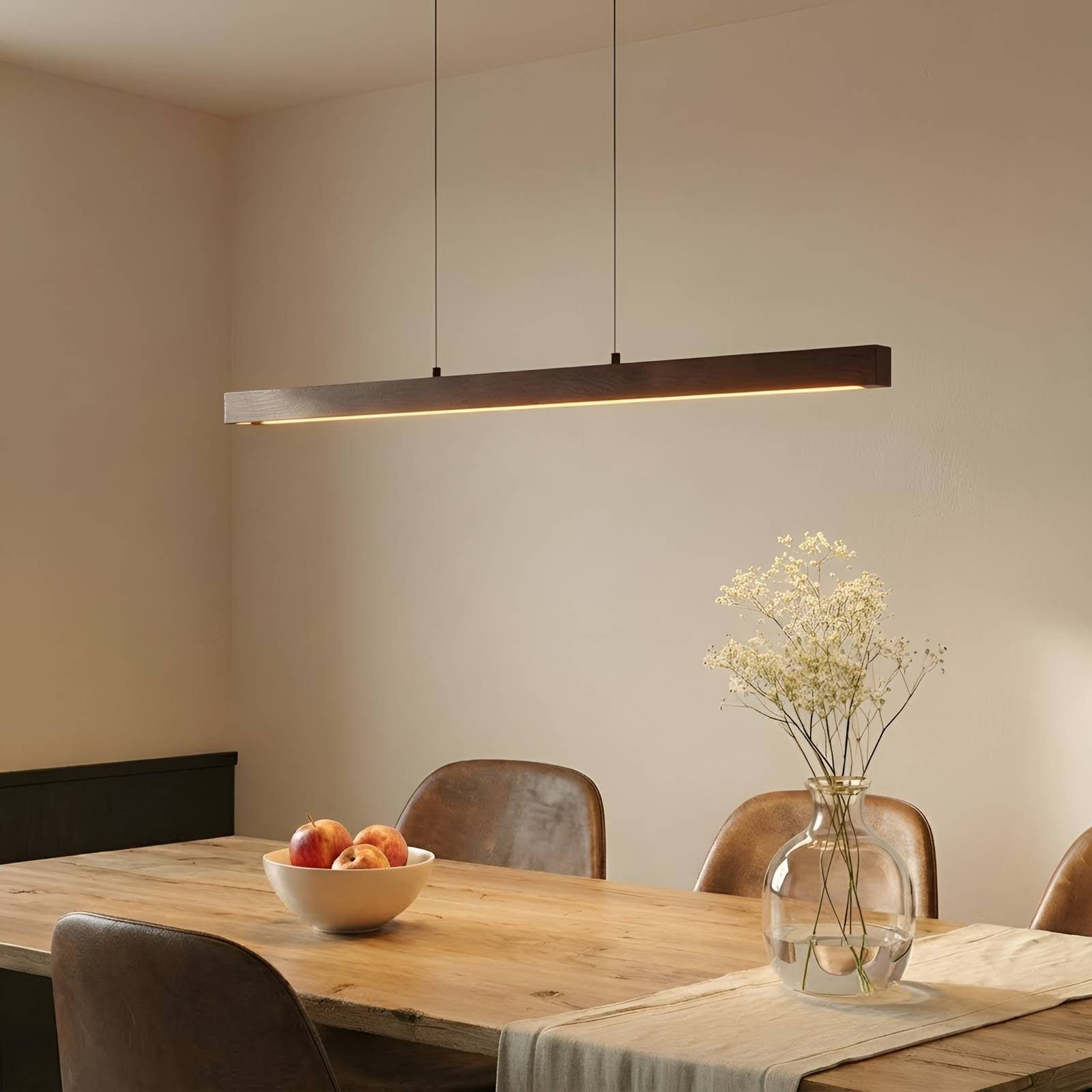 Lucande Hängeleuchte Nihalo, LED, Holz Farbwechsel warmweiß / tageslicht IP20, LED 18 W gesamt, Farbwechsel warmweiß / tageslicht