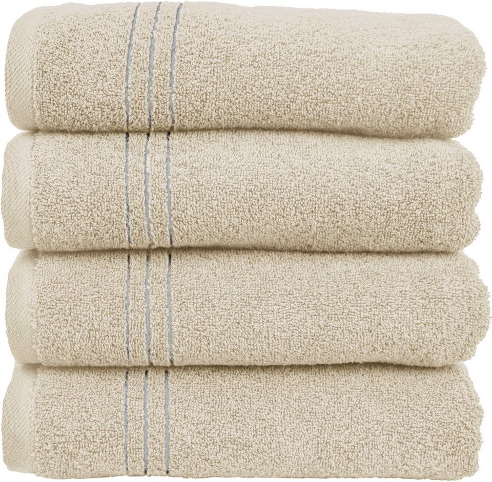 Handtuch Frottee, Streifenbordüre, Lillou, cm) Set mit (50x100 my home (4-tlg), Handtücher Premium 4 Baumwolle,