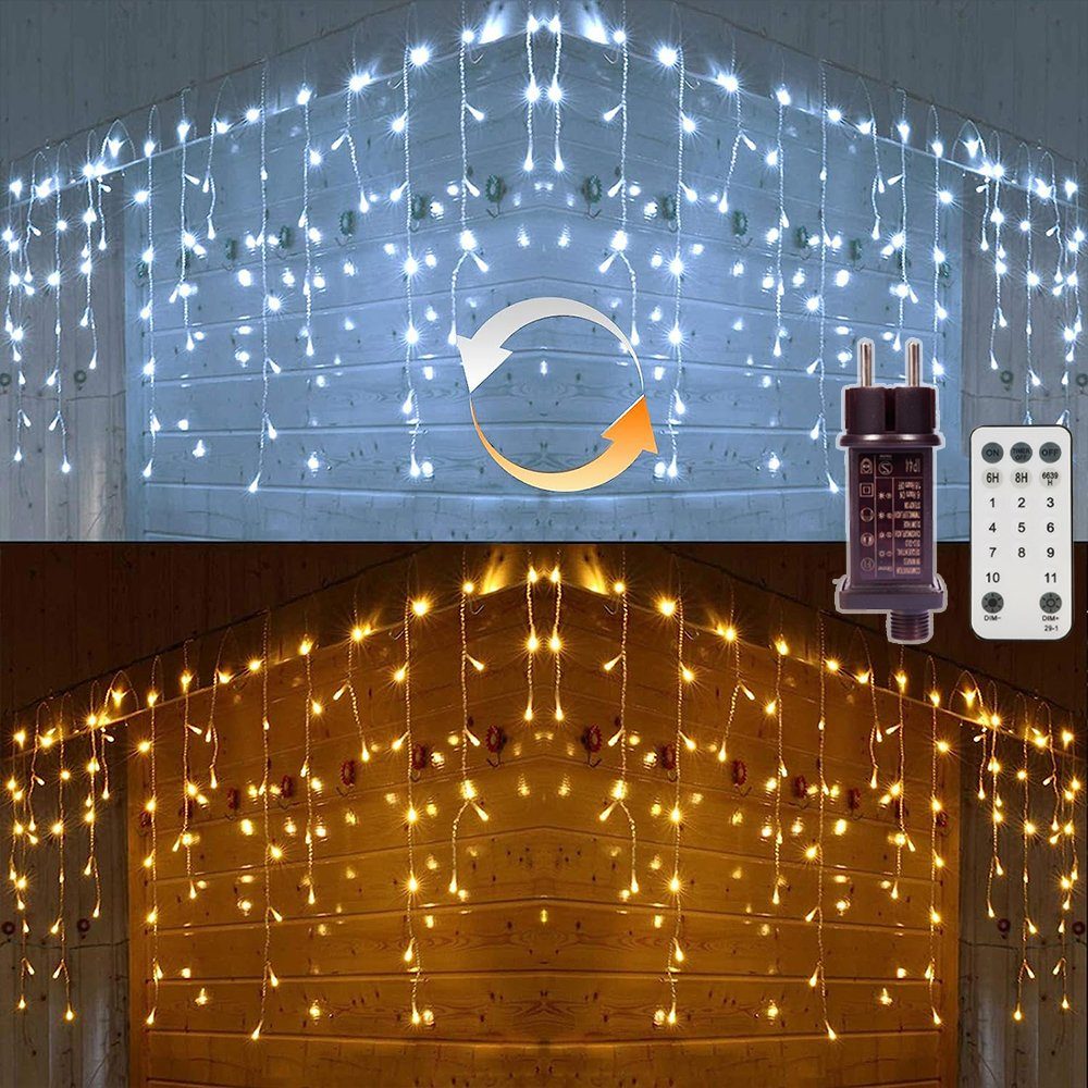 XERSEK LED-Lichtervorhang IP44 Warmweiß + Bunt Lichterkette mit 31V Stecker günstig online kaufen