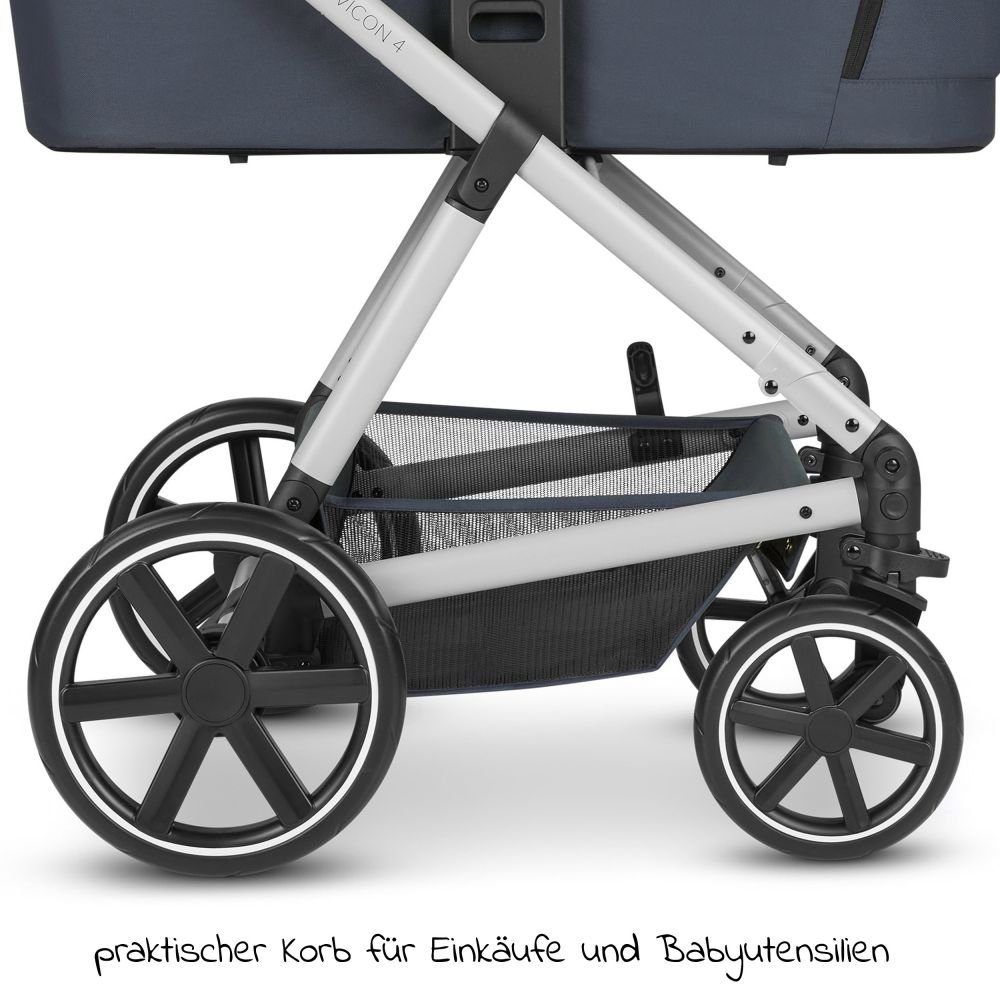 Kinderwagen Set Babywanne, Design Classic Set mit Buggy - Kombi-Kinderwagen ABC - Babyschale Edition Tulip, - (9-tlg), 3in1 Regenschutz Lake, 4 Vicon