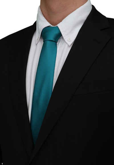 Fabio Farini Krawatte einfarbige Herren Schlips - Unicolor Krawatte in 6cm oder 8cm Breite (Unifarben) Schmal (6cm), Petrol perfekt als Geschenk
