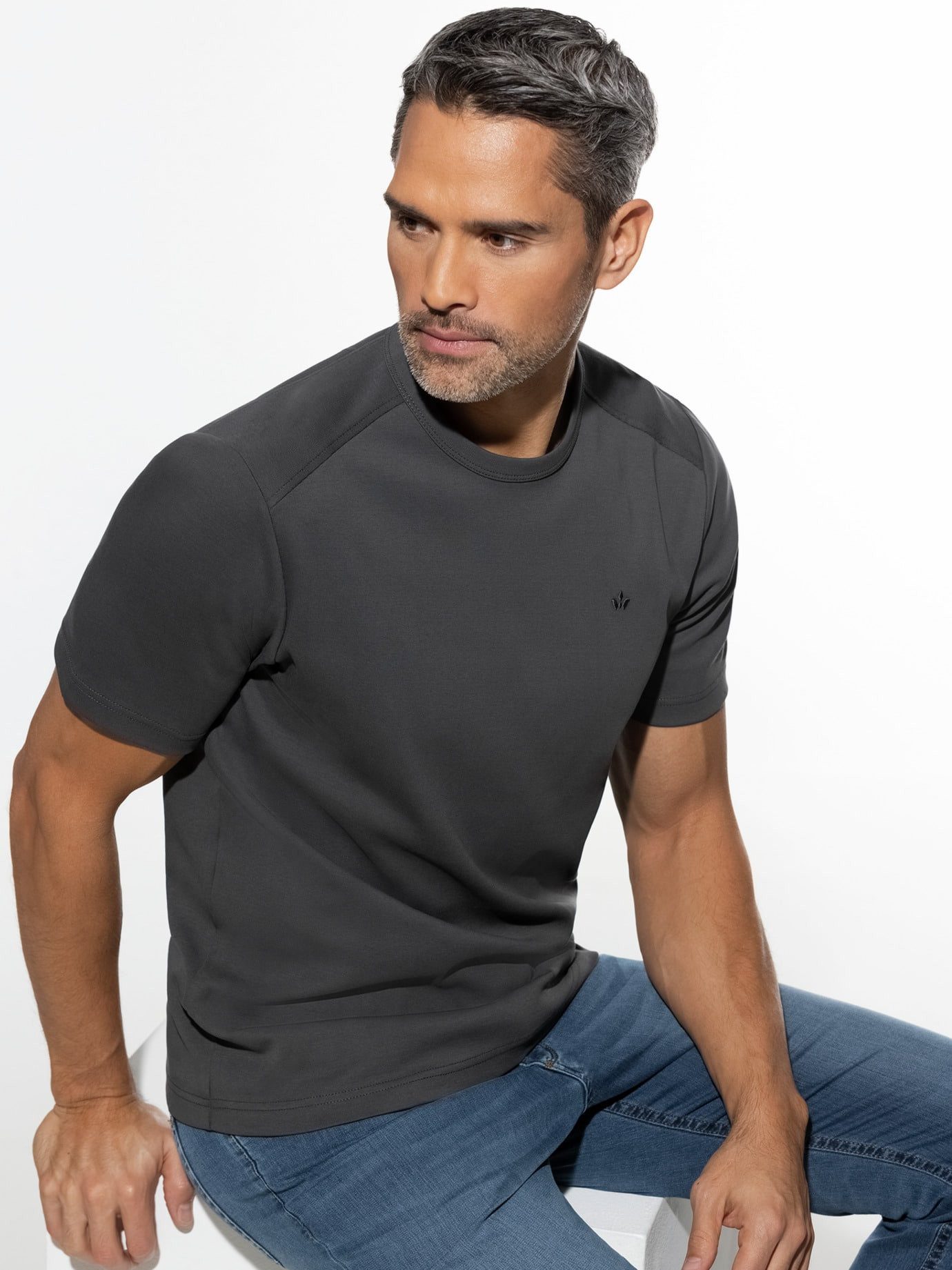 Walbusch T-Shirt Herren Das zu schade für drunter-Shirt Rundhals Kurzarm, atmungsaktiv