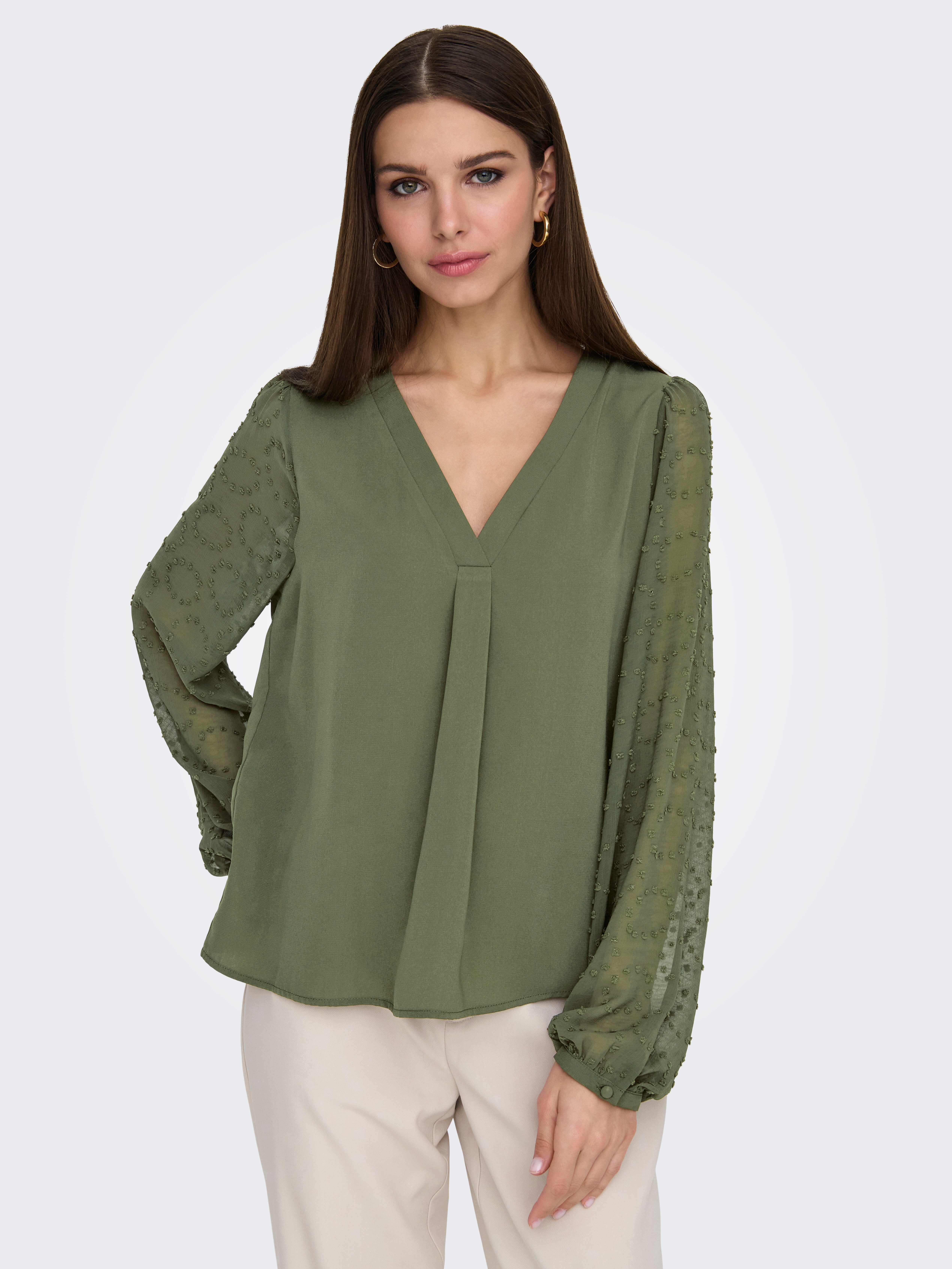 ONLY Shirtbluse ONLMASJA FR L/S V-NECK günstig online kaufen