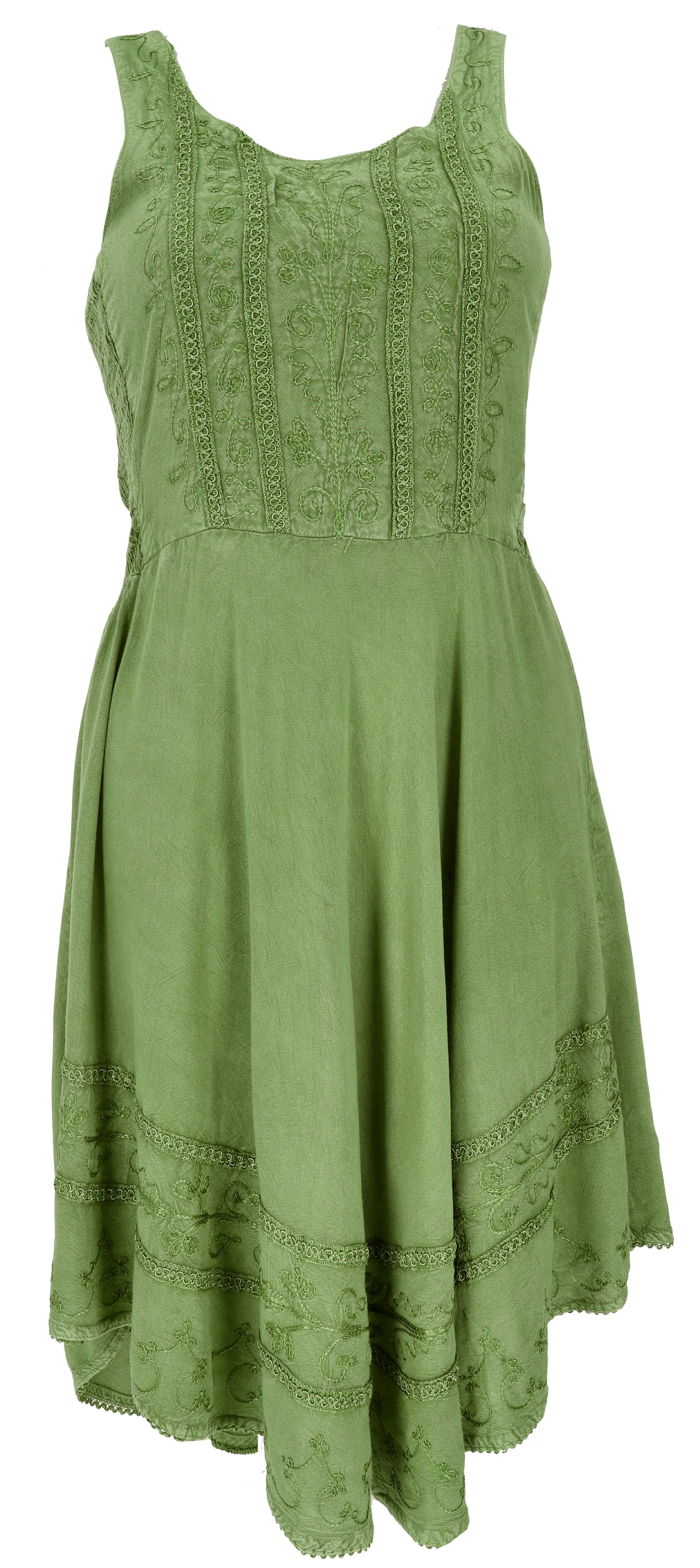Guru-Shop Midikleid Besticktes Boho Sommerkleid, Midikleid,.. alternative Bekleidung