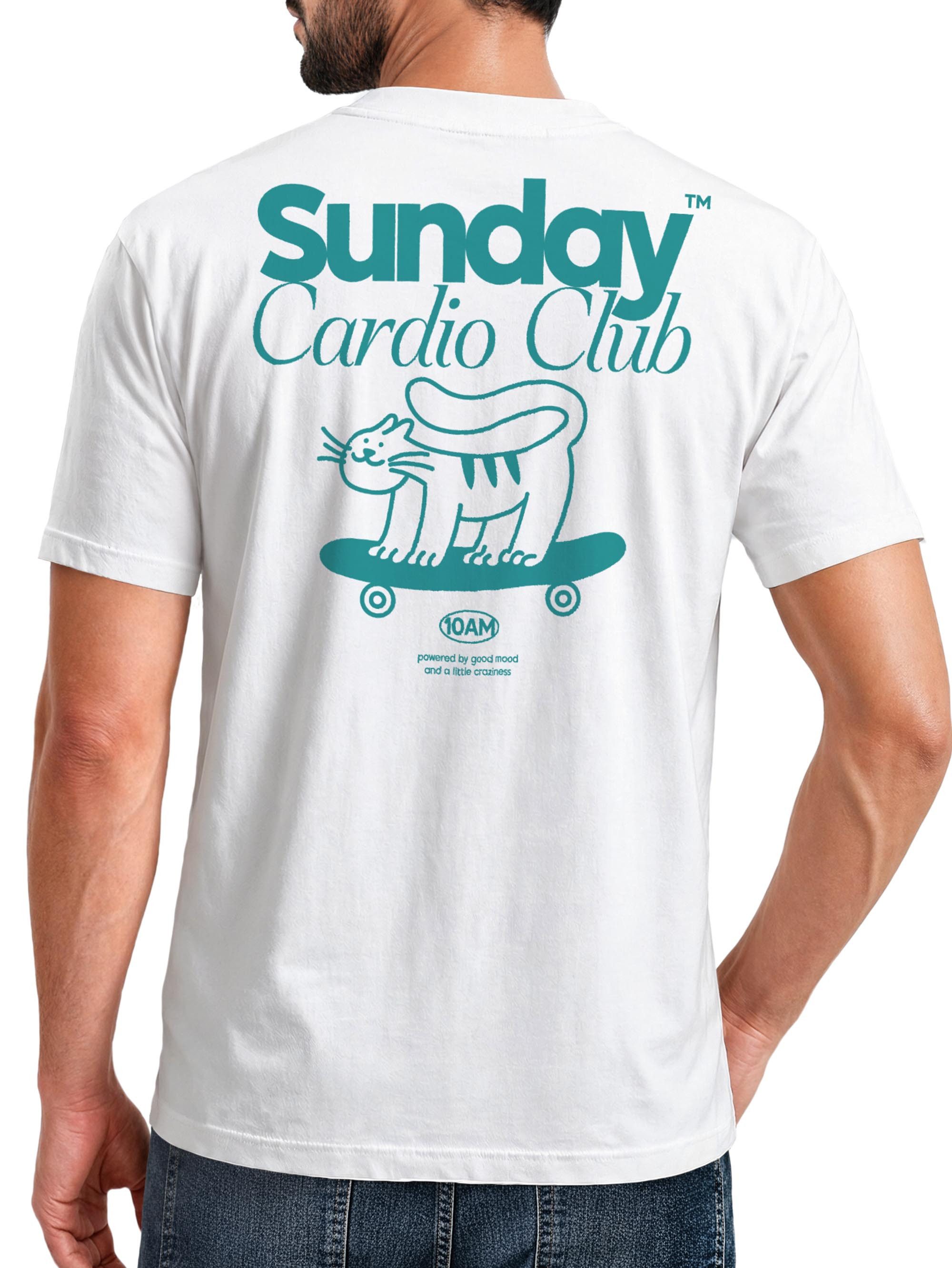 Print-Shirt Backprint TShirt Herren Sunday Cardio Club Skater Skateboard Sommer