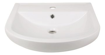aquaSu Waschbecken pUna (Hänge-Waschtisch, 1-St., Handwaschbecken), 50 cm, Handwaschbecken, Keramik, Weiß, 560948