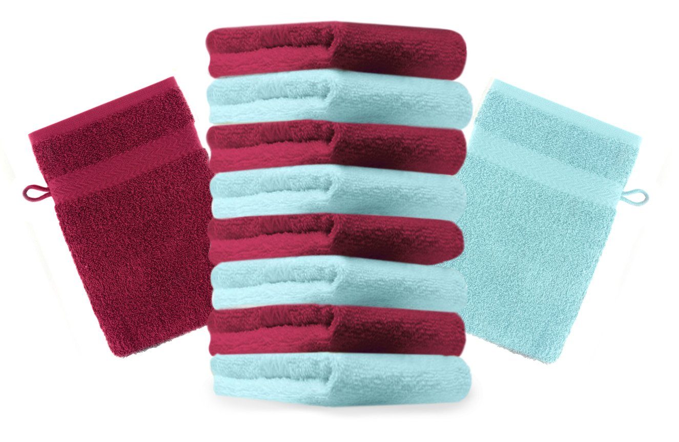 Betz Waschhandschuh 10 Stück Premium 16x21 cm Farbe dunkelrot und türkis, Baumwolle (10-St)