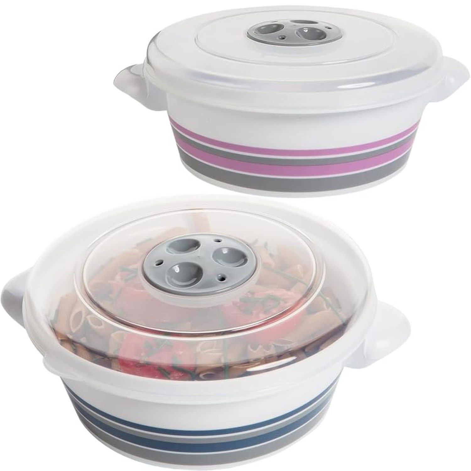 Centi Mikrowellenbehälter Mikrowellengeschirr mit Ventil und Griff 2er-Set, Kunststoff, (2er-Set)