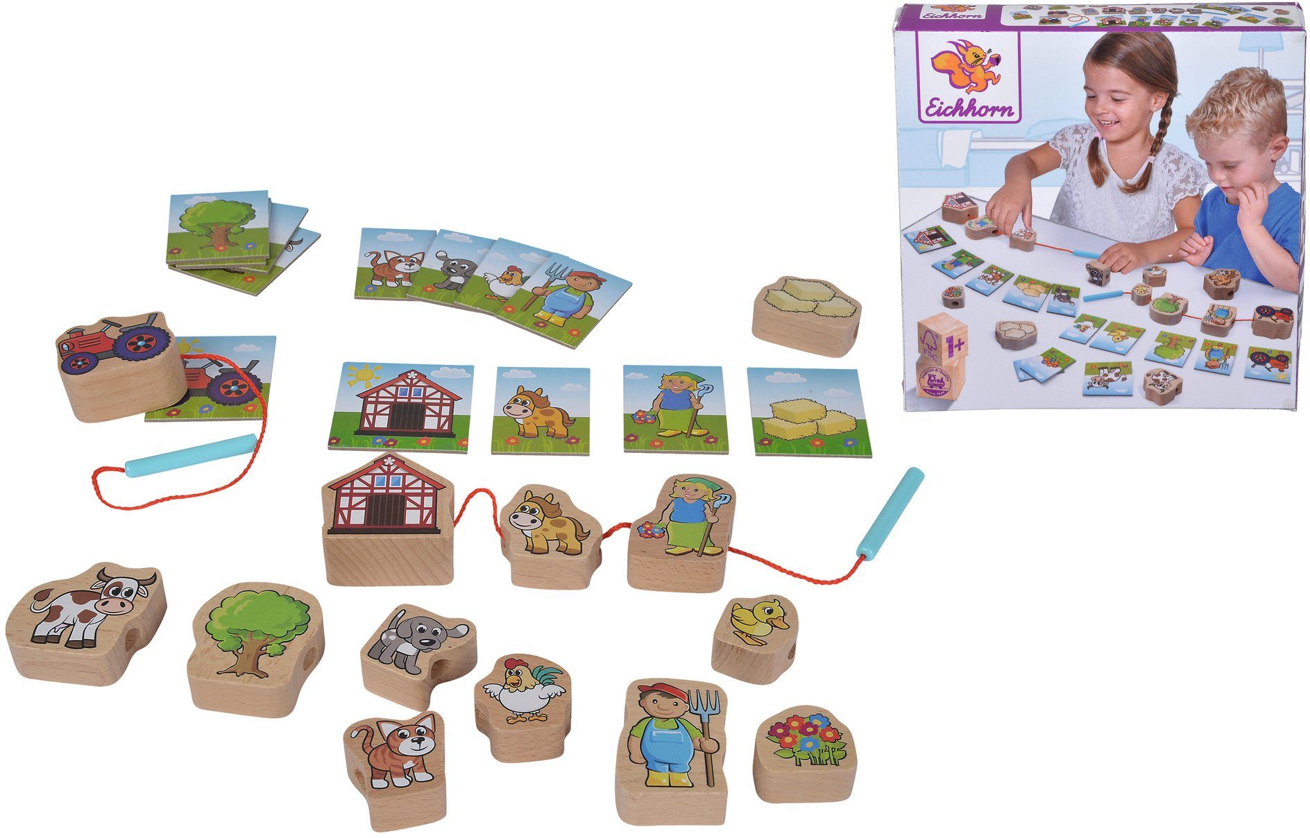Eichhorn Spiel mit Bauernhof-Motiven, Fädelspiel