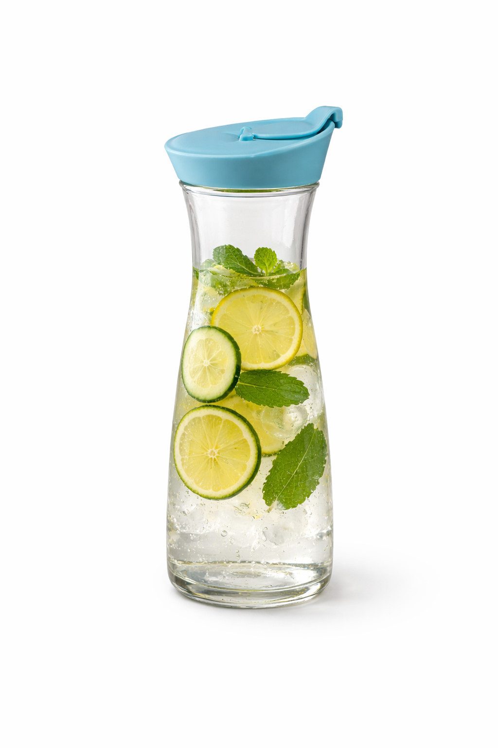 Rungassi Thermoflasche Glaskaraffe 900 ml mit Schraubverschluss und Ausgießer Türkisblau