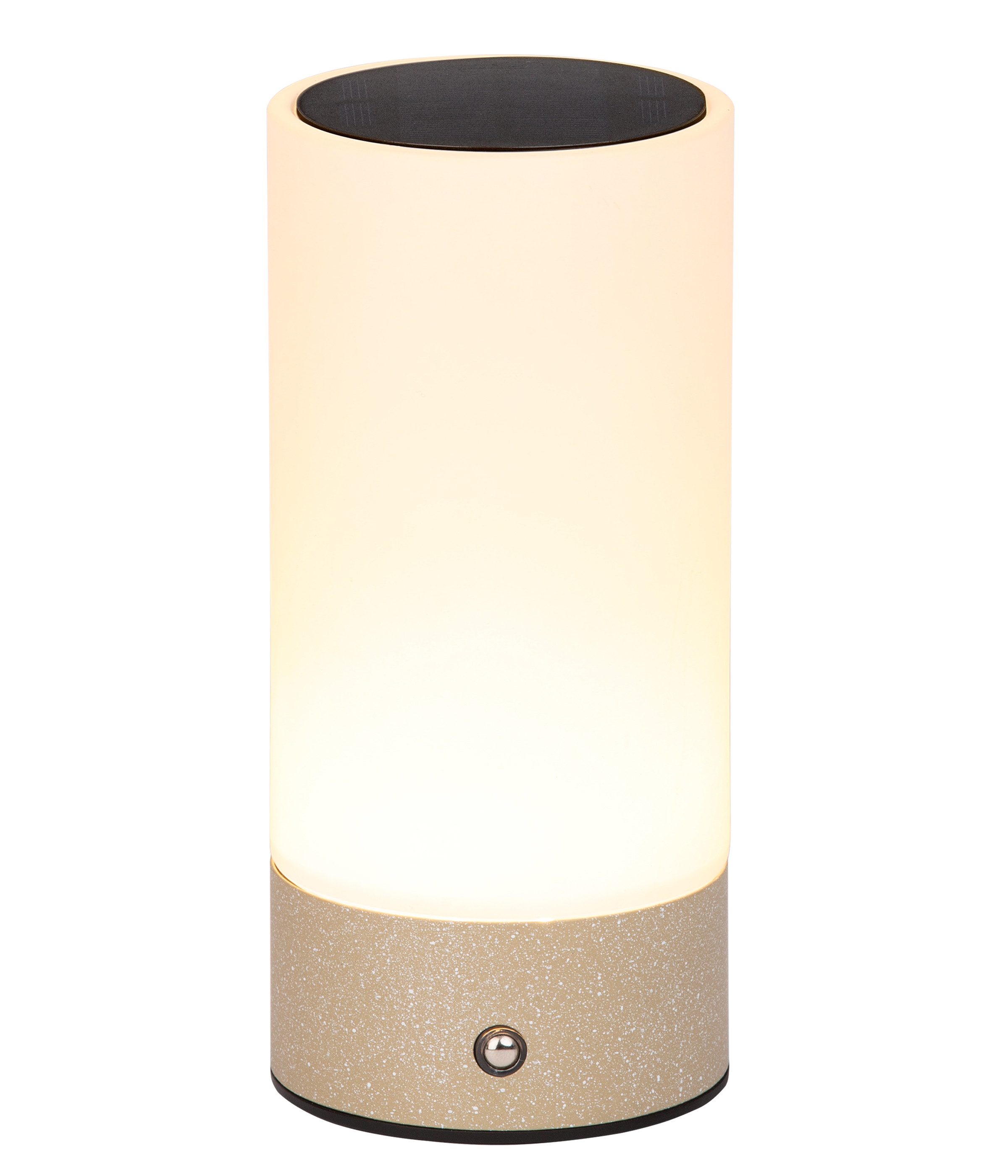 Dehner LED Solarleuchte Levi, Außenleuchte Solar- & Akkubetrieb, Ø9 x H20 cm, Edelstahl & Glas, Warmweiß, Dämmerungssensor, Solar, Akku