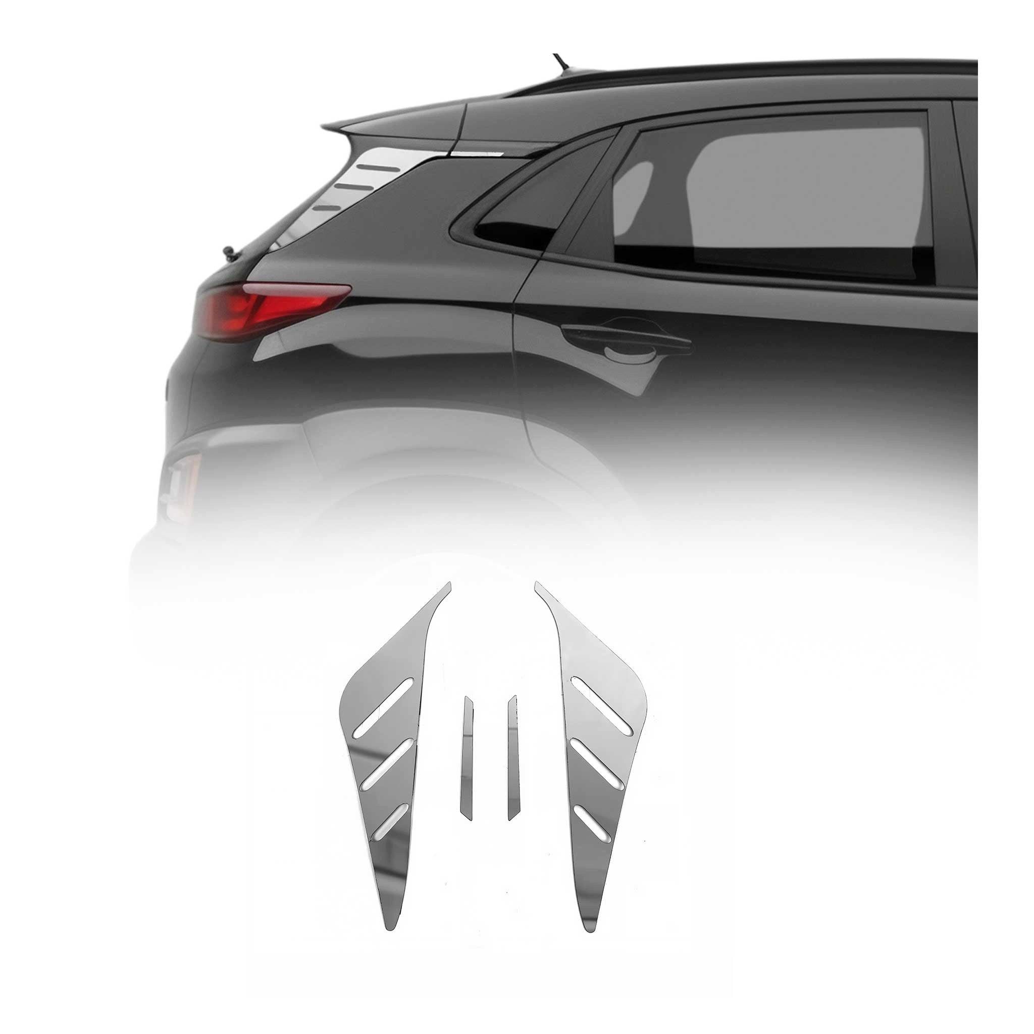 OMAC Zierleisten-Aufkleber Spoiler Kofferraum Leiste für Hyundai Kona 2017-2020 Edelstahl Silber, (4tlg), Langlebig,Einfache Reinigung,Einfache Installation,Rostbeständig