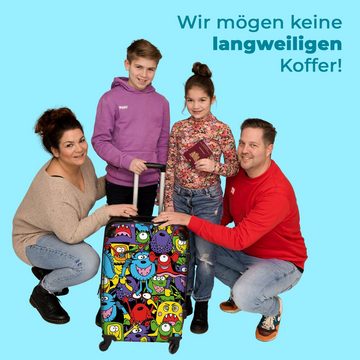 NoBoringSuitcases.com© Koffer Muster - Monster - Lustig - Abstrakt - Mädchen - Jungen 67x43x25cm, 4 Rollen, Mittelgroßer Koffer für Kinder, Trolley