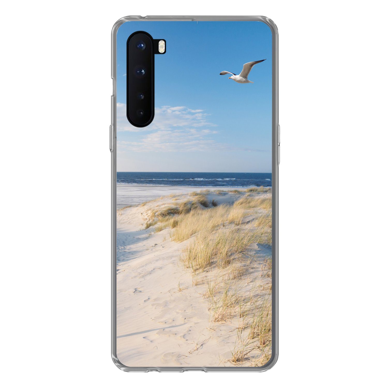 MuchoWow Handyhülle für OnePlus Nord Düne - Möwe - Strand - Meer - Sonne, Phone Case, Silikon, Schutzhülle Dünn