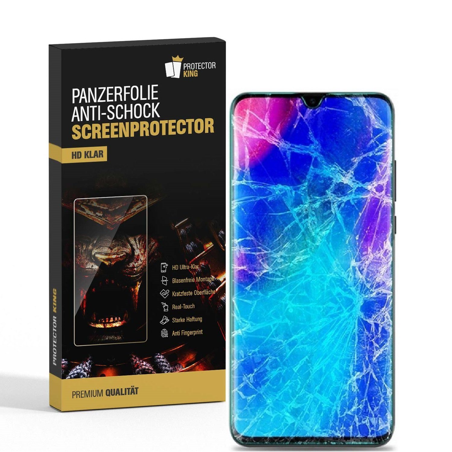 Protectorking Schutzfolie 2x Panzerfolie für Huawei P30 Lite ANTI-SHOCK Displayschutz Schutzfoli, (2-Stück), klar