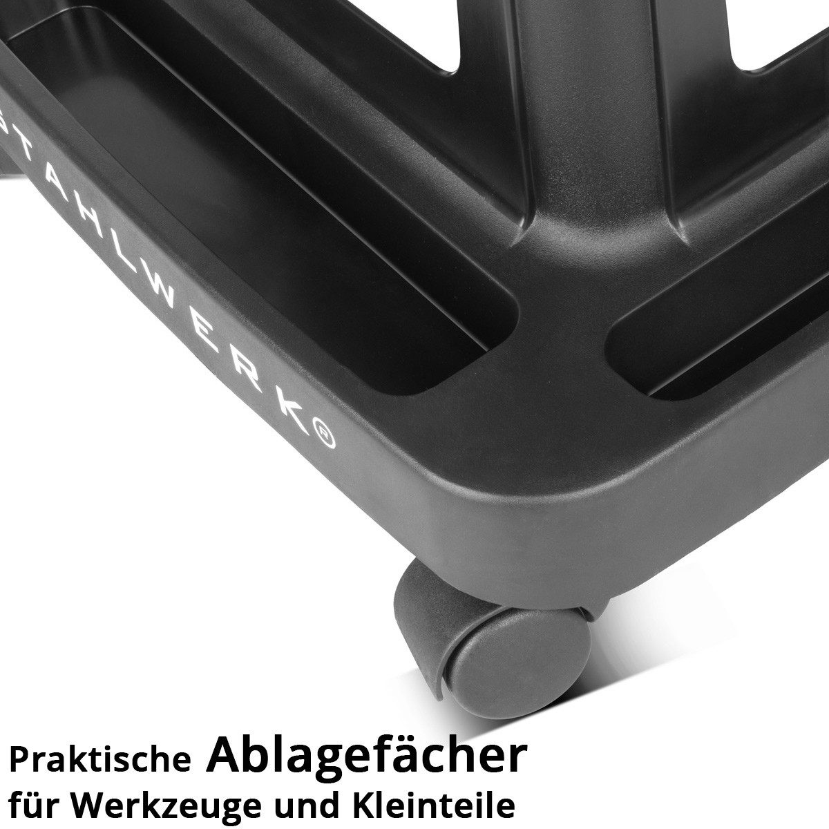 STAHLWERK Werkzeugwagen Mobiler Werkstatthocker 135 kg Rollhocker Werkstattsitz mit Innenfach, max. Traglast:135 kg, (1-tlg)