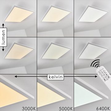 hofstein Panel »Vacil« LED Panel dimmbar aus Aluminiumin Weiß, CCT 3000 - 5500 Kelvin, 480-4800 Lumen, eckiges Deckenpanel in flachem Design, Fernbedienung
