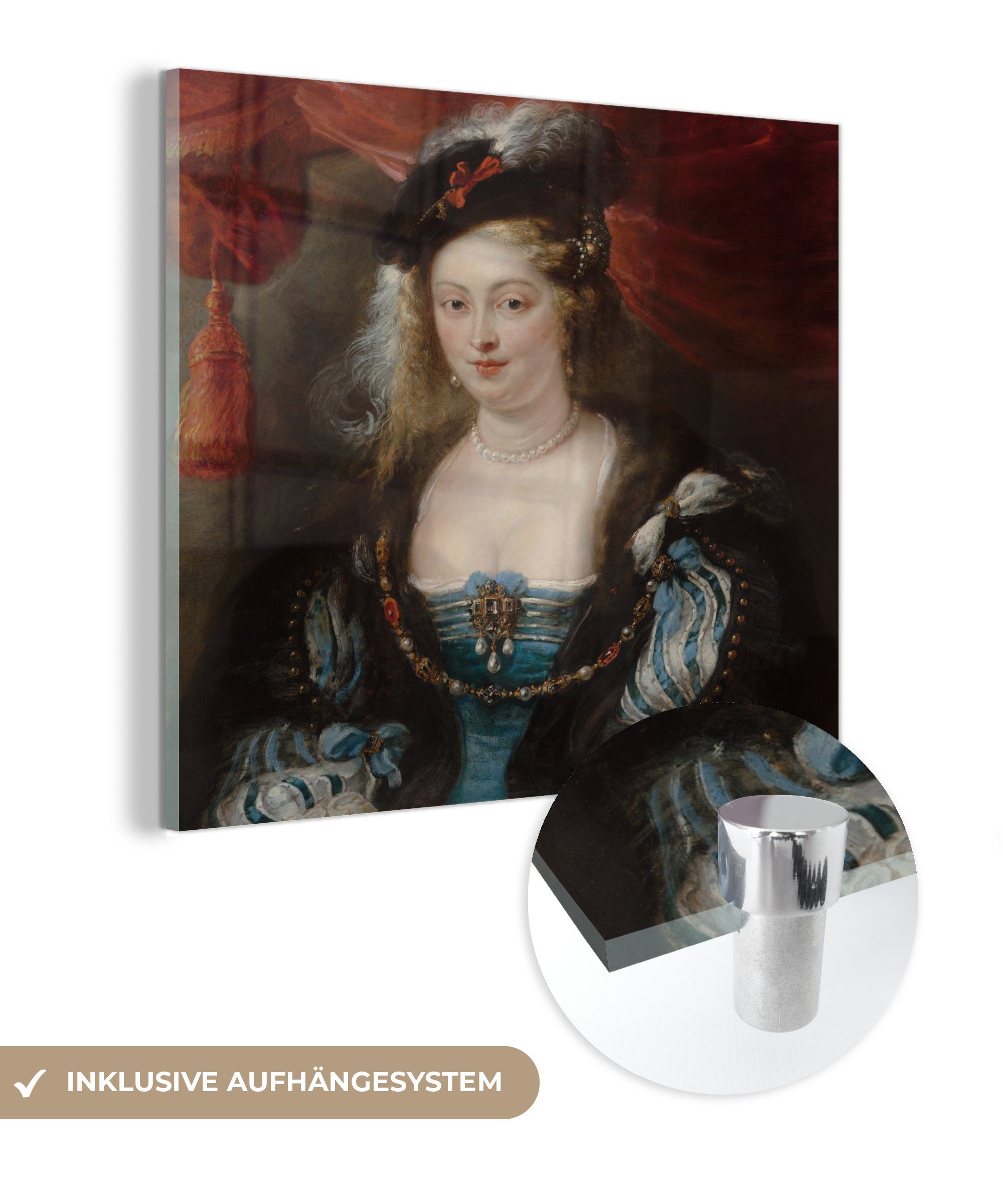 MuchoWow Acrylglasbild Porträt einer Frau - Gemälde von Peter Paul Rubens, (1 St), Glasbilder - Bilder auf Glas Wandbild - Foto auf Glas - Wanddekoration