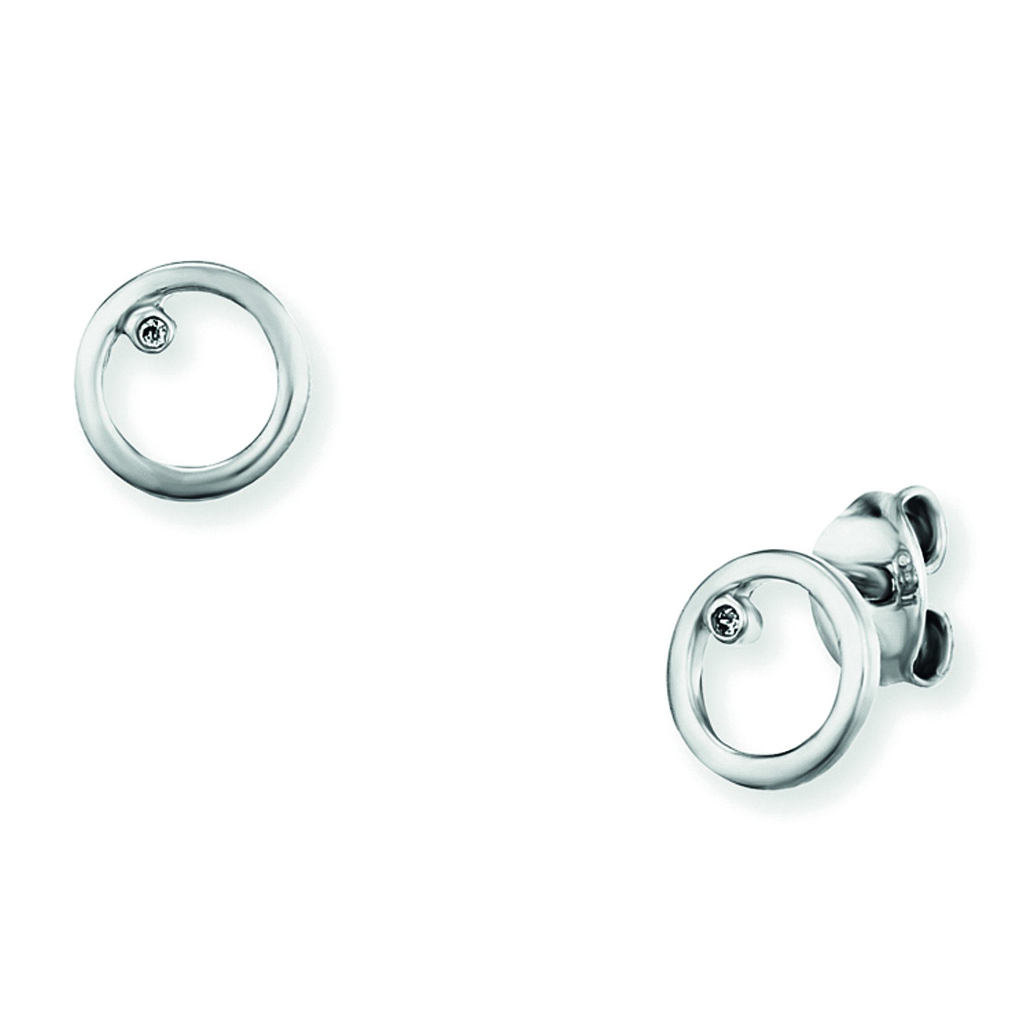 CAÏ Paar Ohrstecker 925/- Sterling Silber rhodiniert Zirkonia, Ohrstecker  aus 925/- Sterling Silber rhodiniert