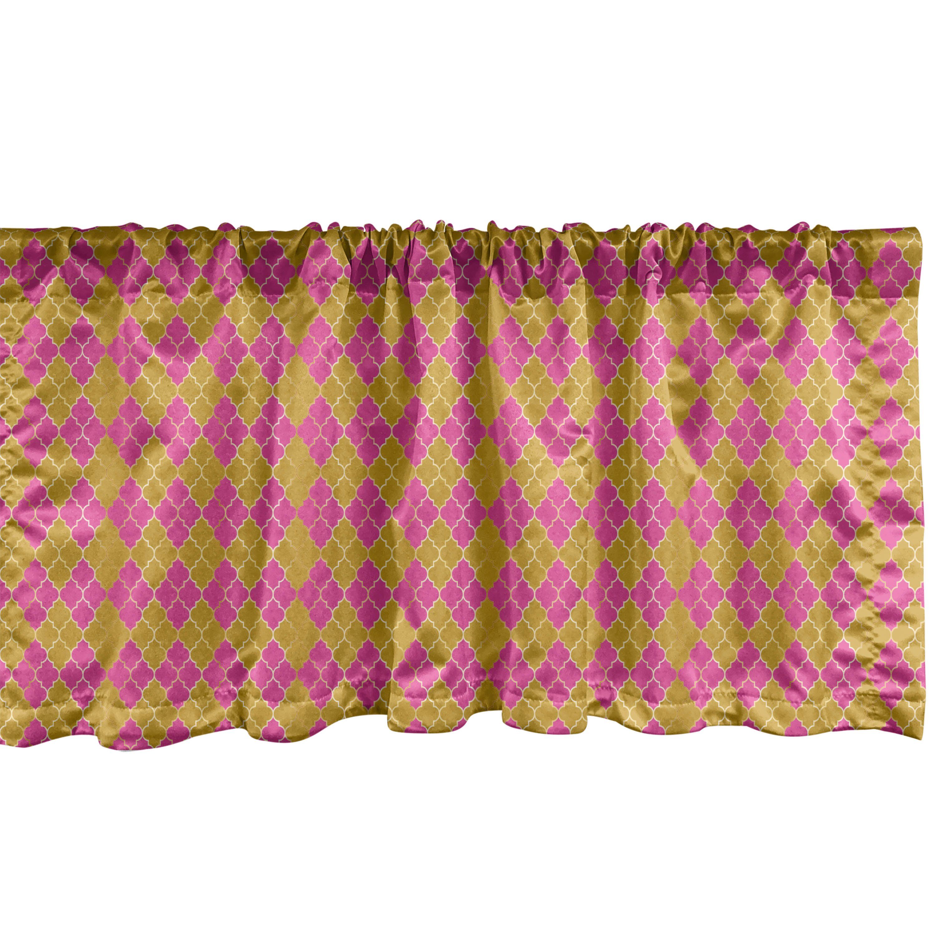 Bicolor Quatrefoil mit Küche Scheibengardine Vorhang Microfaser, Marokkanische für Grid Abakuhaus, Volant Dekor Schlafzimmer Stangentasche,