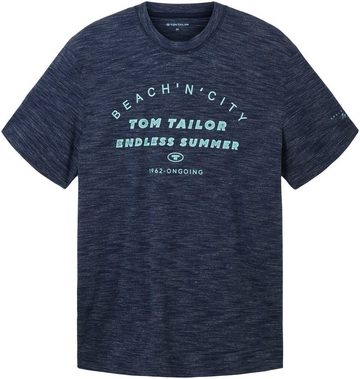 TOM TAILOR T-Shirt in melierter Optik mit Frontprint