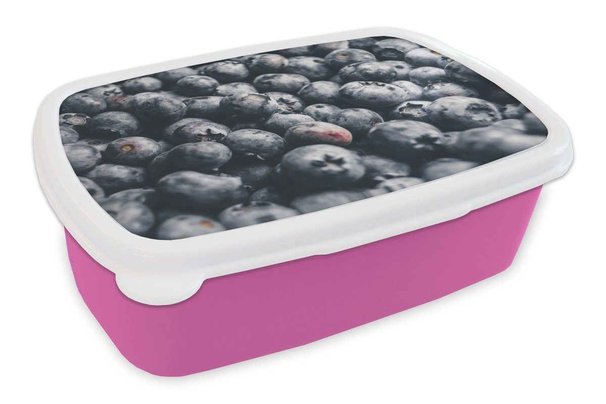 MuchoWow Lunchbox Obst - Blau für Brotbox Kinder, Mädchen, rosa (2-tlg), Beere, - Erwachsene, Snackbox, Brotdose Kunststoff Kunststoff